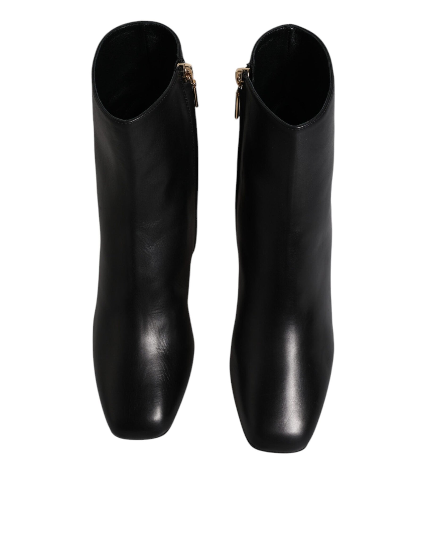Dolce & Gabbana Black Jackie Leather Mid Calf Boots Shoes | Regal Royce