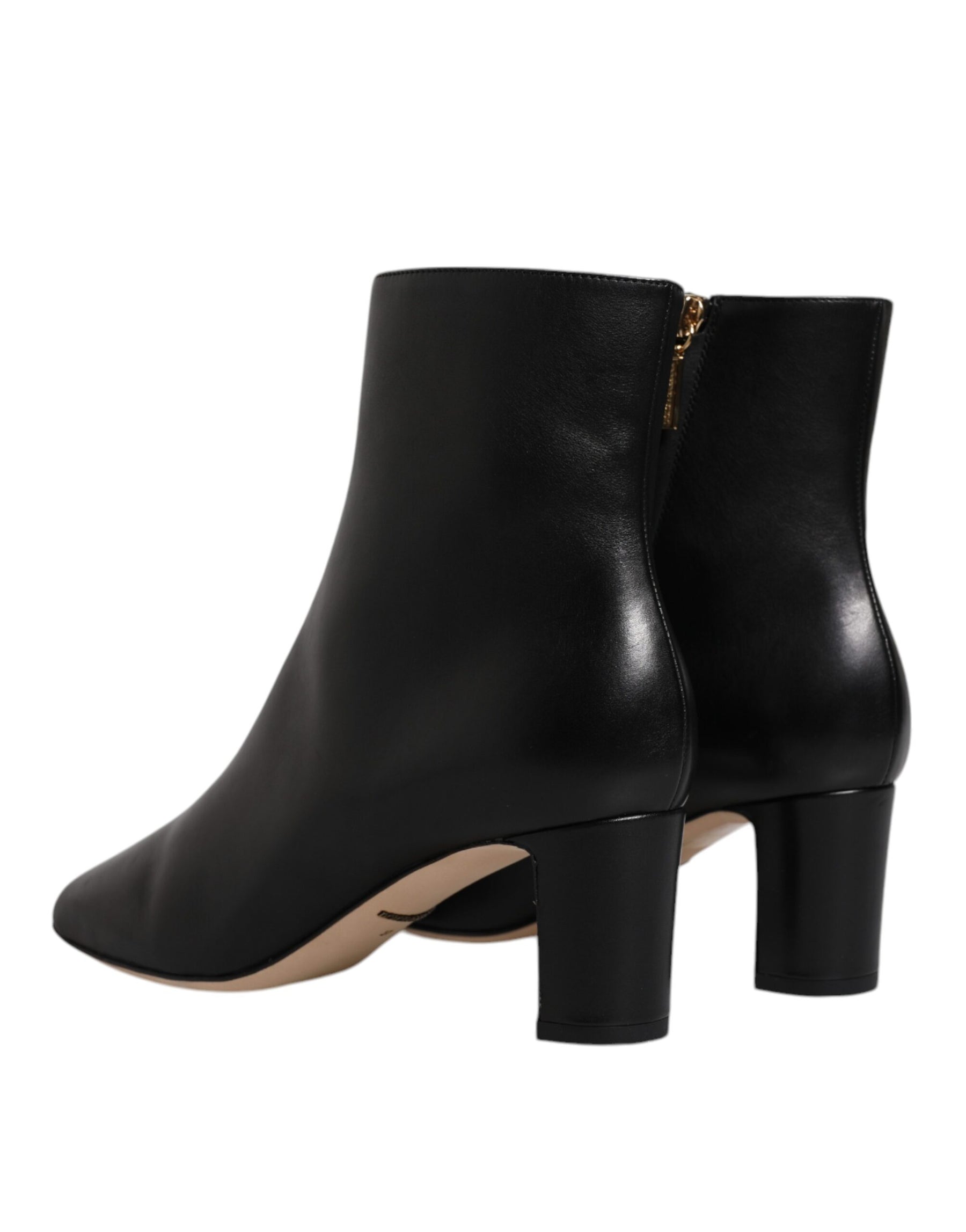 Dolce & Gabbana Black Jackie Leather Mid Calf Boots Shoes | Regal Royce