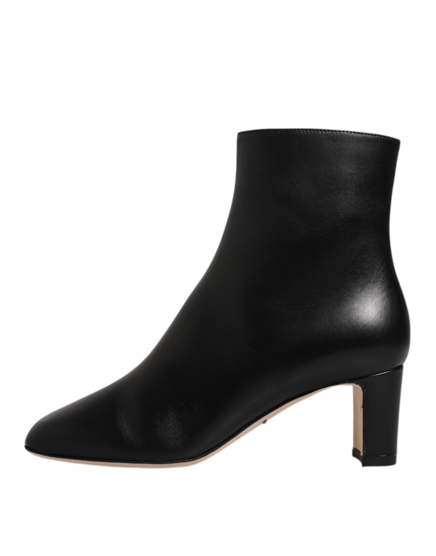 Dolce & Gabbana Black Jackie Leather Mid Calf Boots Shoes | Regal Royce