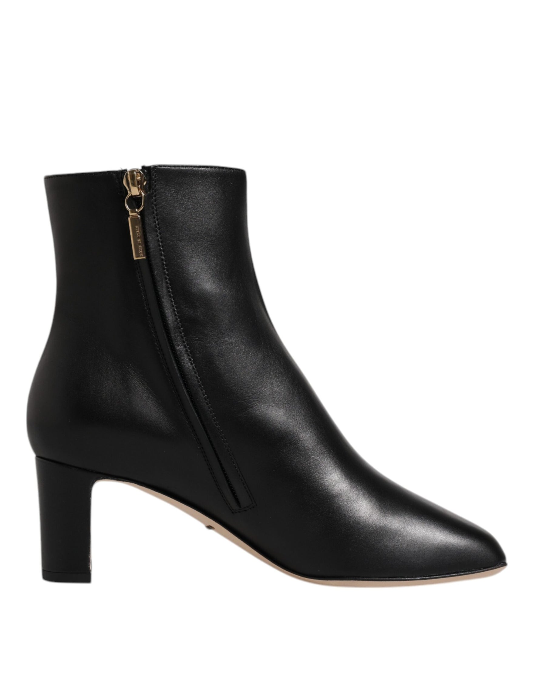 Dolce & Gabbana Black Jackie Leather Mid Calf Boots Shoes | Regal Royce