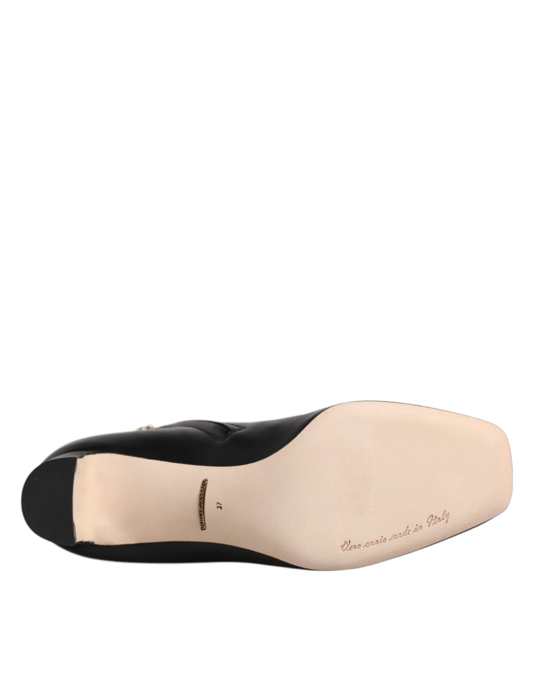 Dolce & Gabbana Black Jackie Leather Mid Calf Boots Shoes | Regal Royce