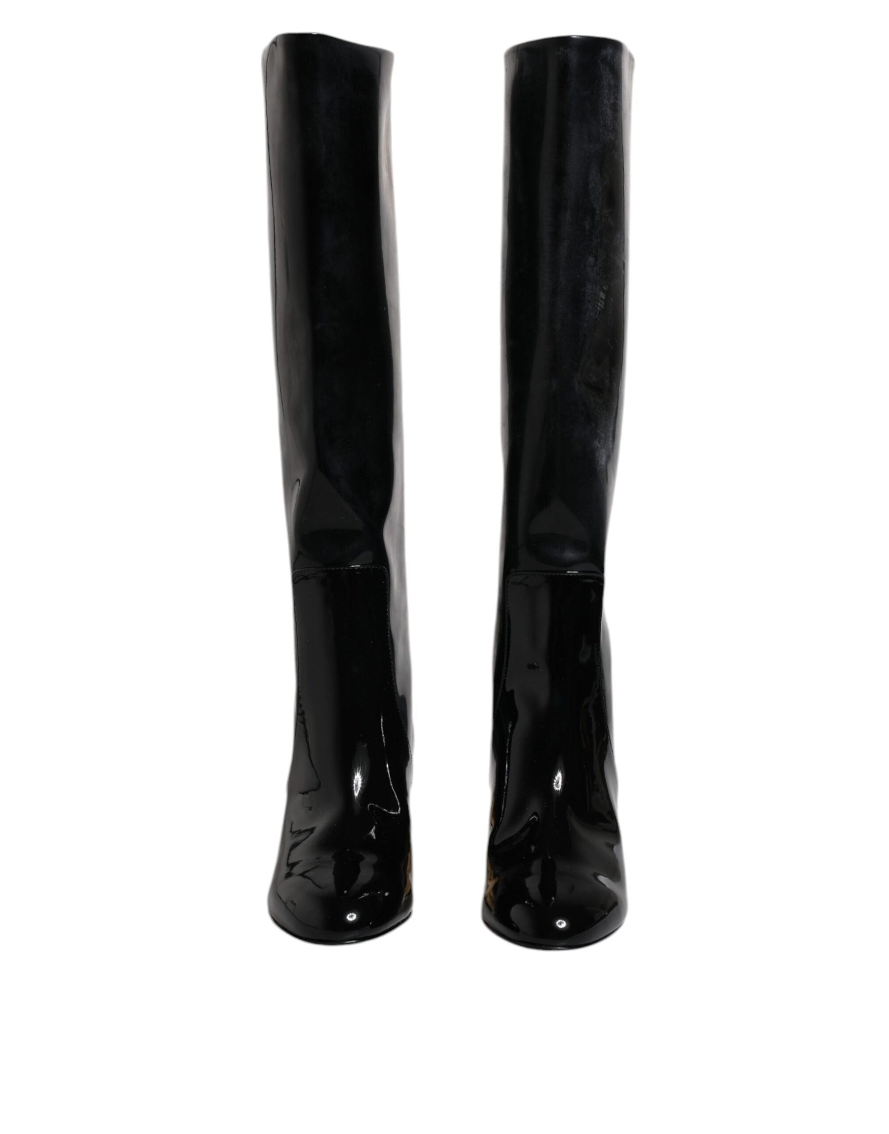 Dolce & Gabbana Black Patent Leather Vally High Boots Shoes | Regal Royce