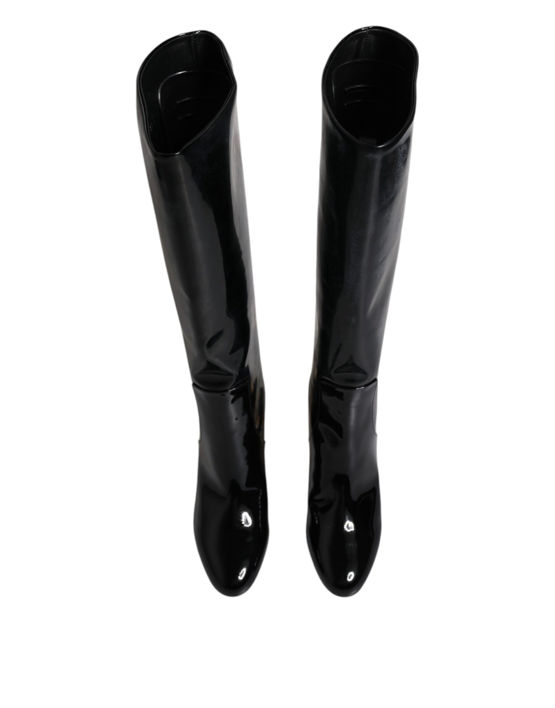 Dolce & Gabbana Black Patent Leather Vally High Boots Shoes | Regal Royce