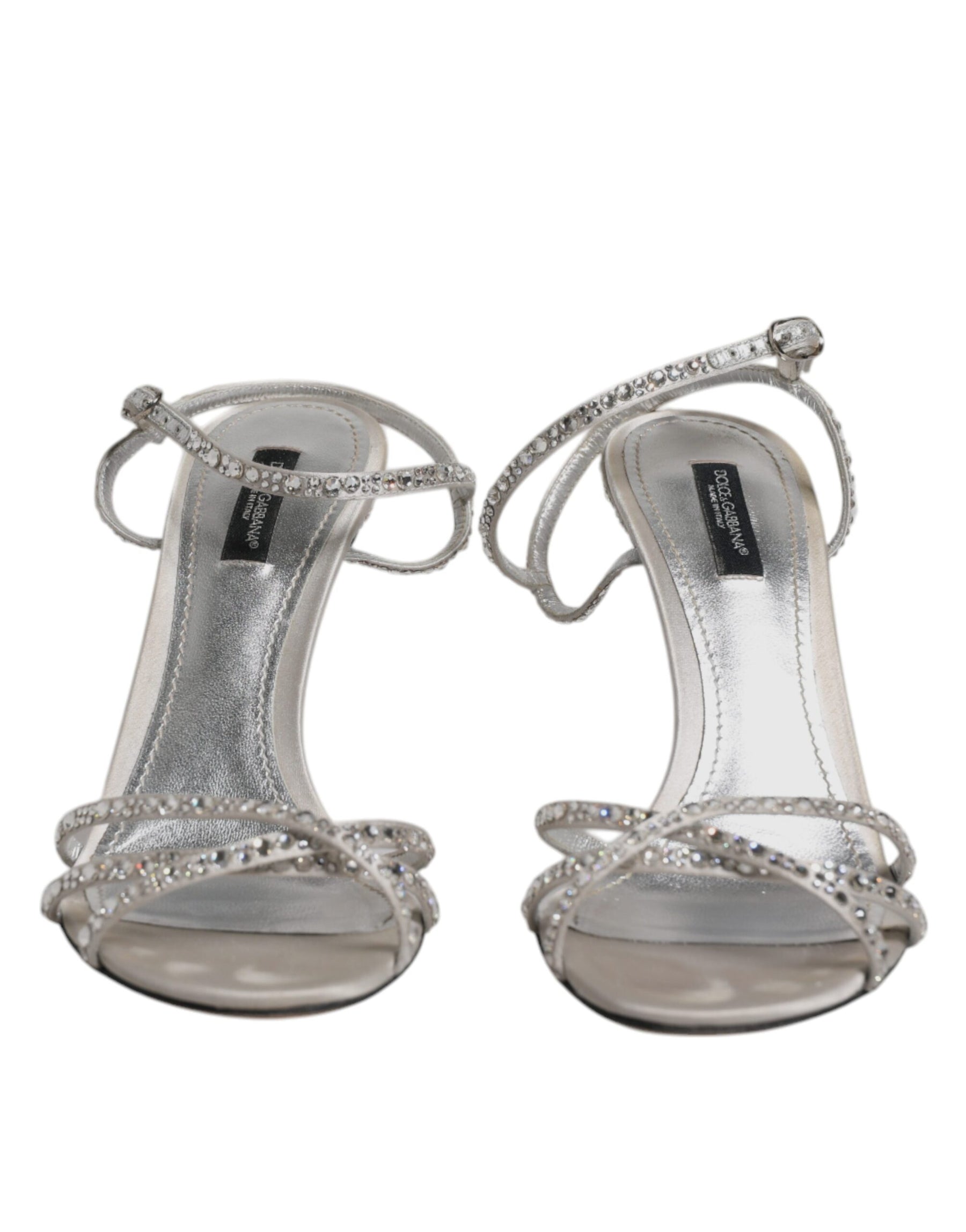 Dolce & Gabbana Silver Crystal Ankle Strap Sandals Shoes | Regal Royce