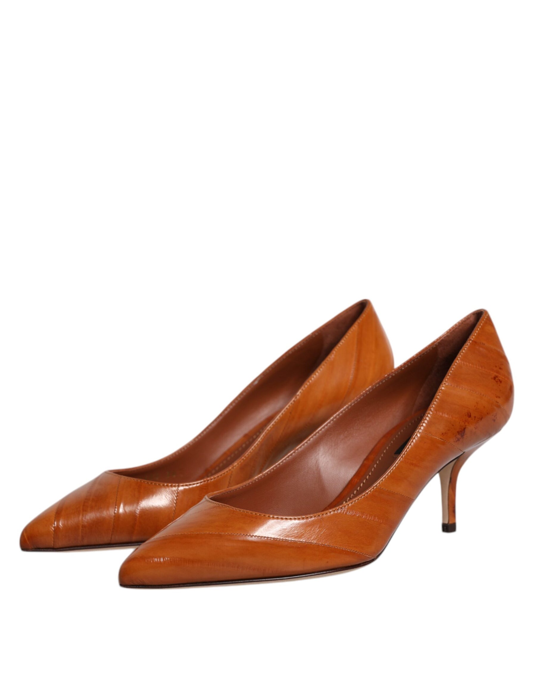 Dolce & Gabbana Brown Leather Kitten Heels Pumps Shoes | Regal Royce