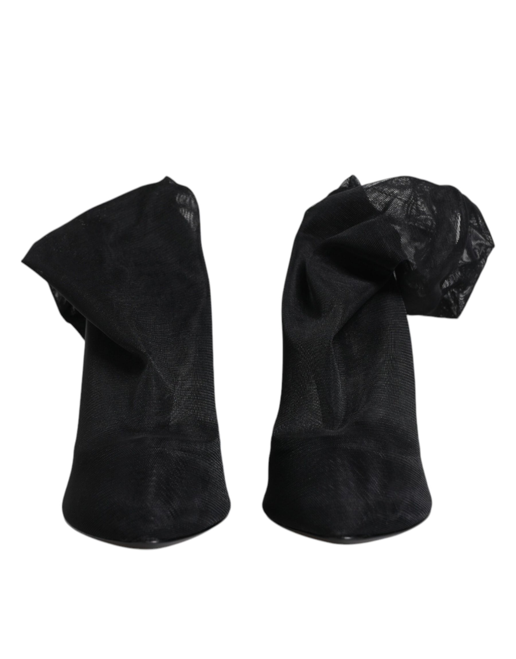 Dolce & Gabbana Black Silk Stretch Mesh Sock Boots Shoes | Regal Royce
