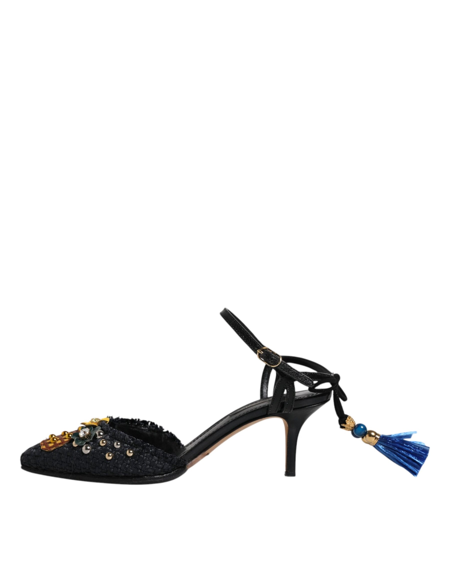 Dolce & Gabbana Black Pineapple Bellucci Heels Sandals Shoes | Regal Royce