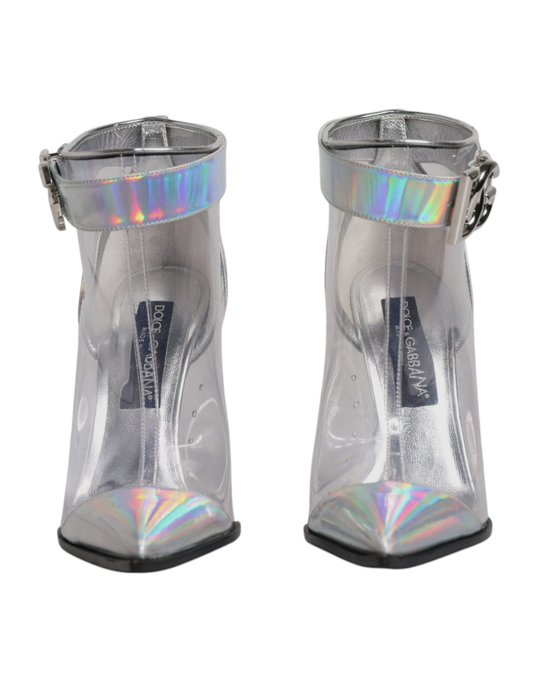 Dolce & Gabbana Silver Iridescent Pointed Short Boots Shoes | Regal Royce