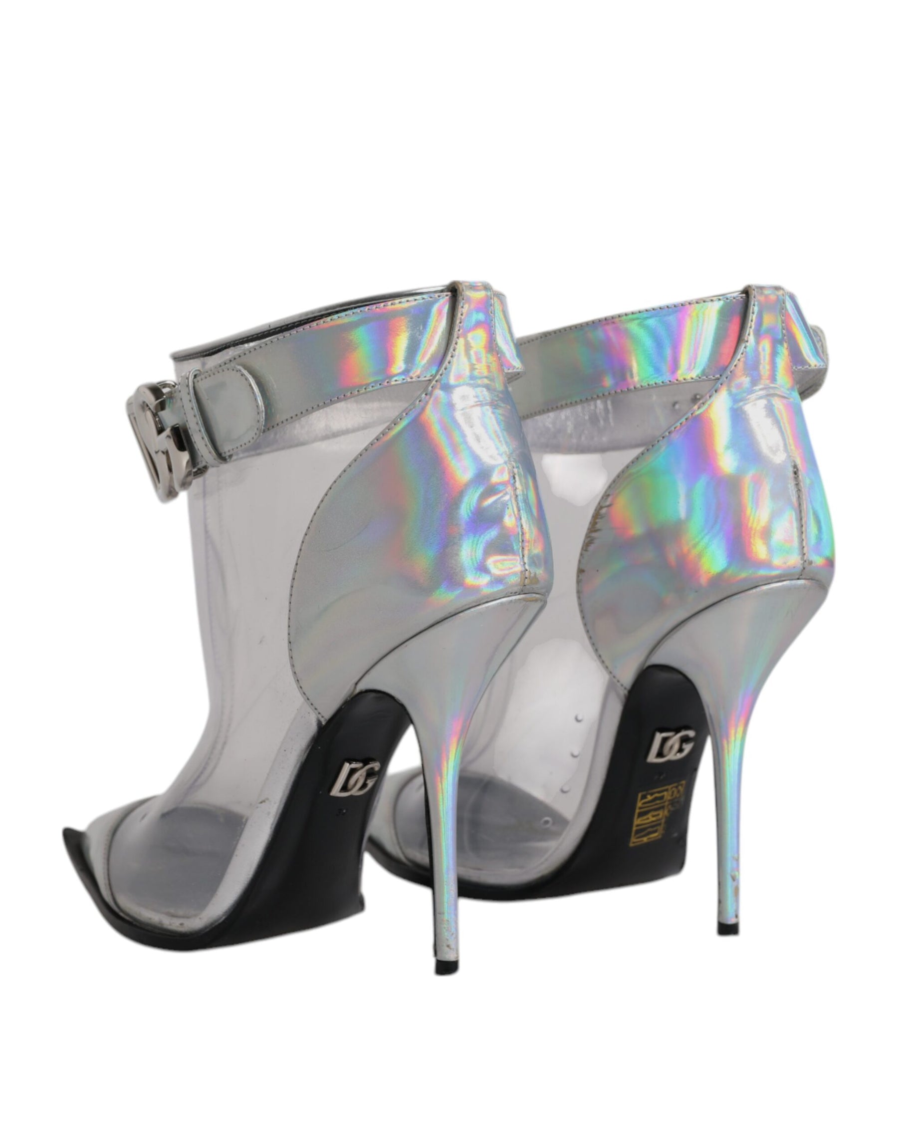 Dolce & Gabbana Silver Iridescent Pointed Short Boots Shoes | Regal Royce