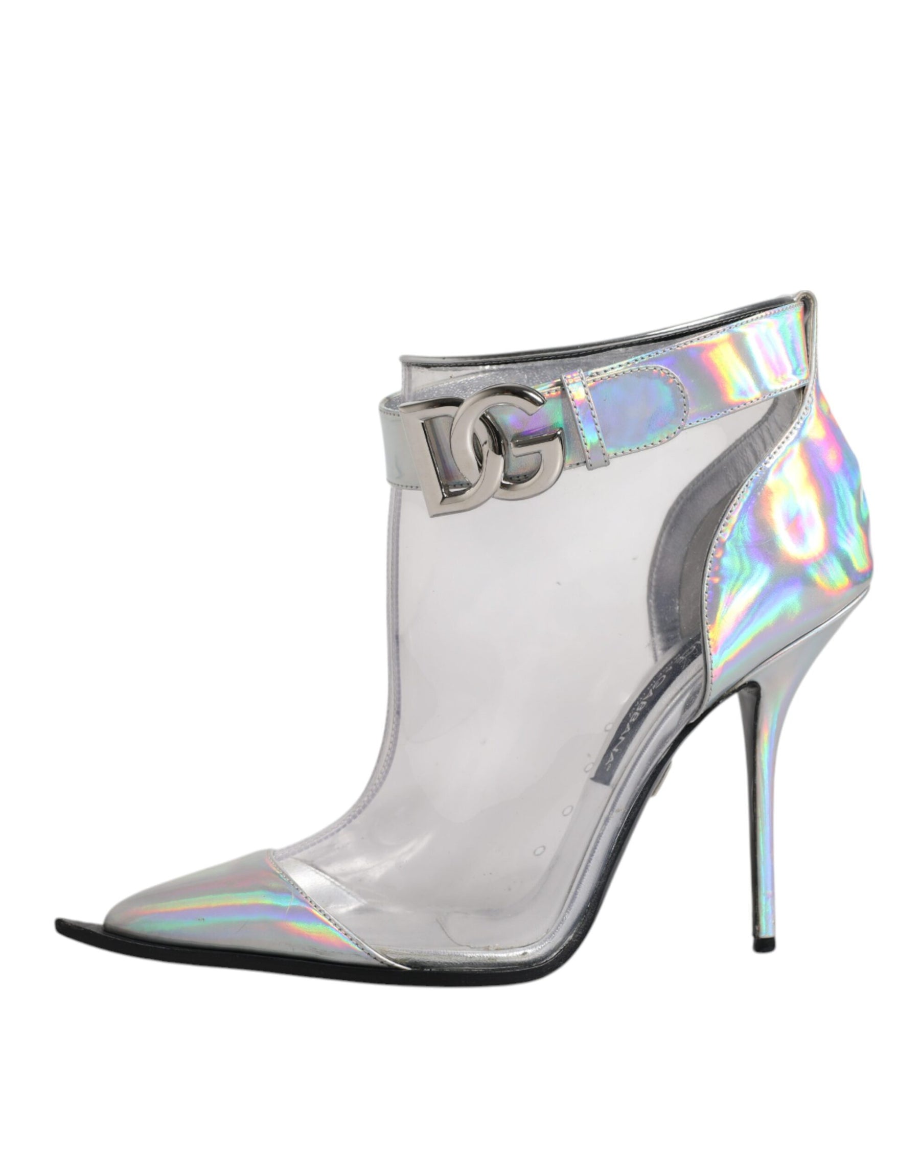 Dolce & Gabbana Silver Iridescent Pointed Short Boots Shoes | Regal Royce