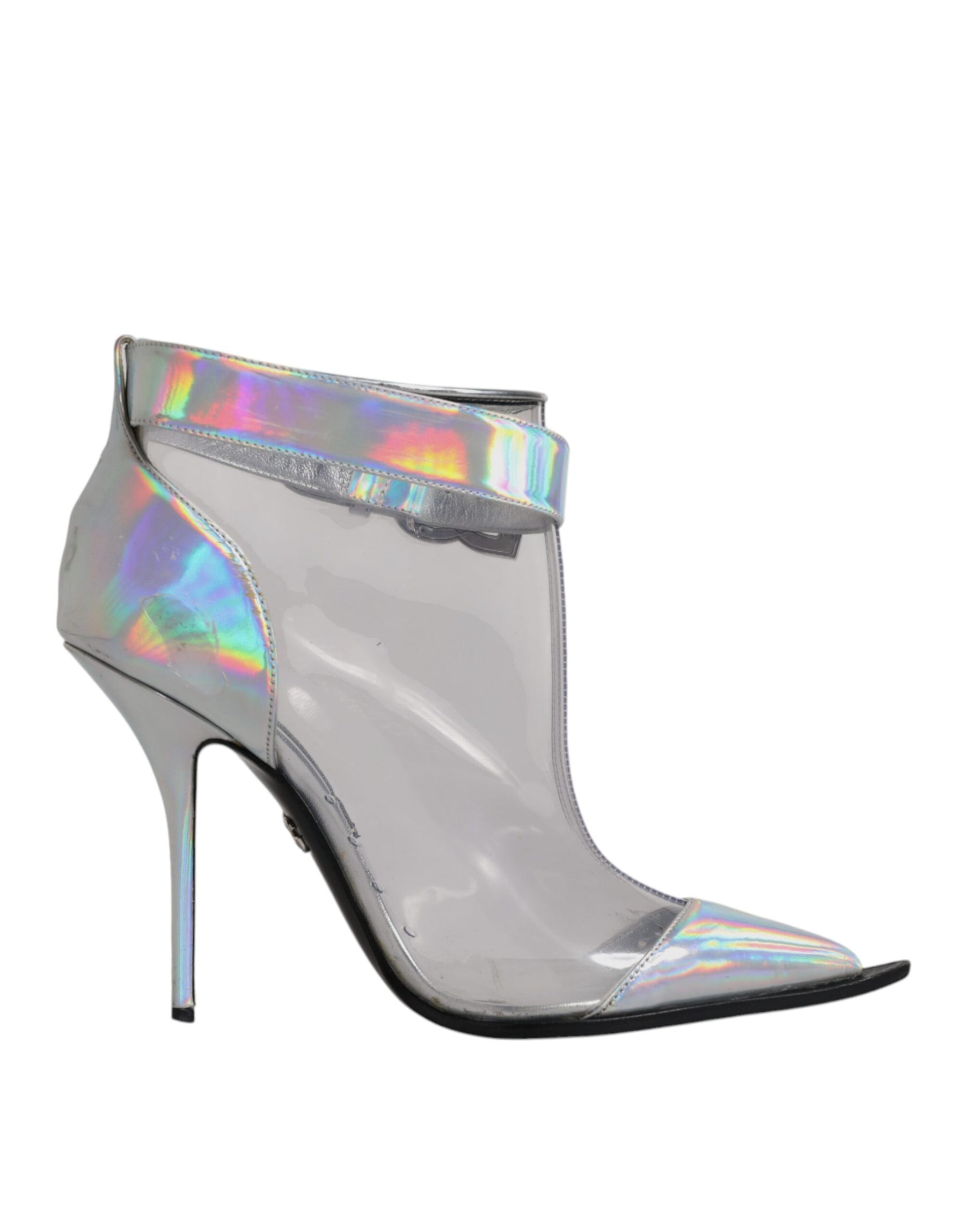 Dolce & Gabbana Silver Iridescent Pointed Short Boots Shoes | Regal Royce