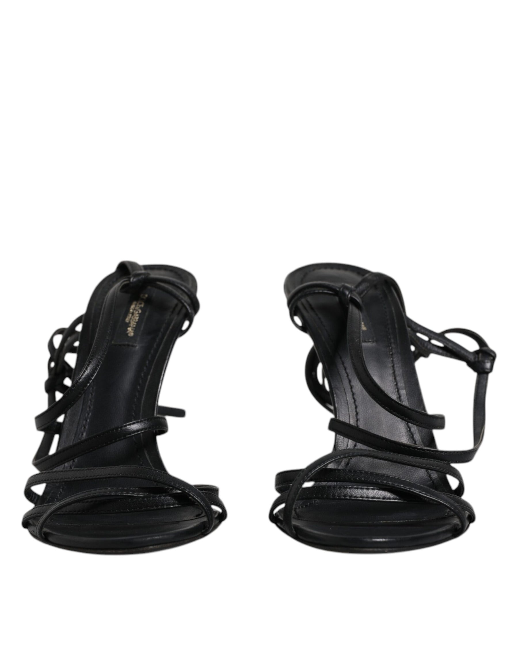 Dolce & Gabbana Black Leather High Heels Keira Sandals Shoes | Regal Royce