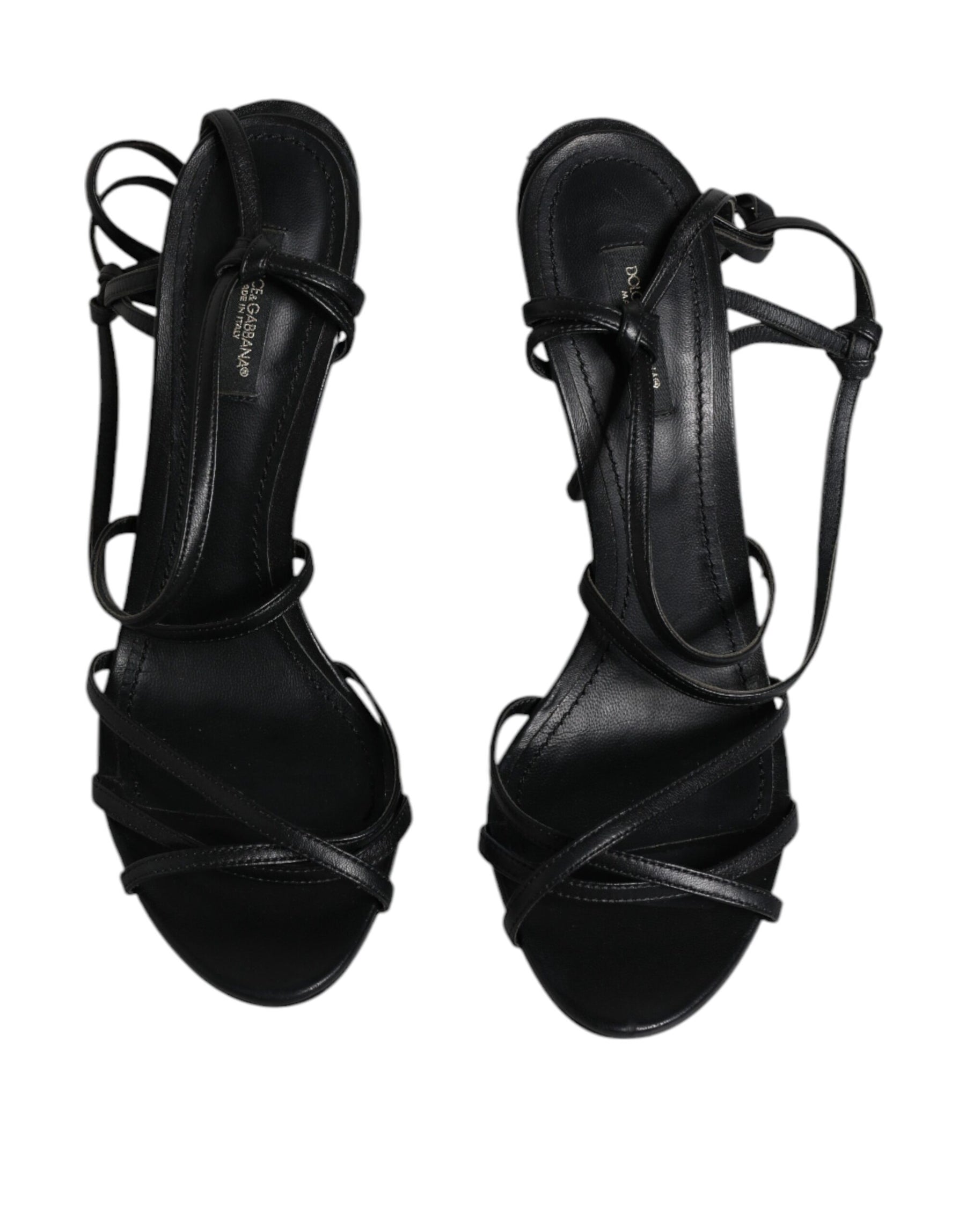 Dolce & Gabbana Black Leather High Heels Keira Sandals Shoes | Regal Royce