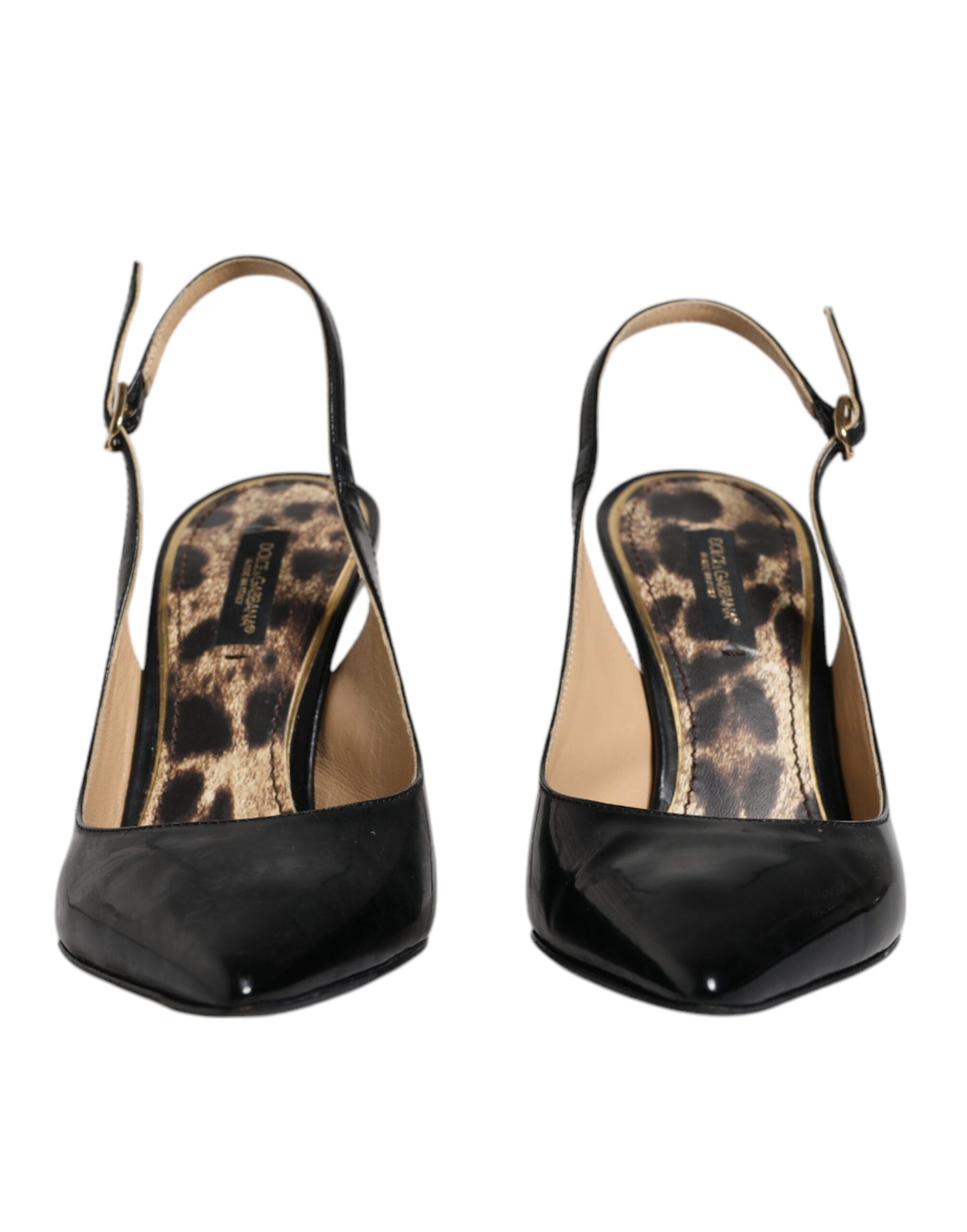 Dolce & Gabbana Black Leather High Heels Slingbacks Shoes | Regal Royce