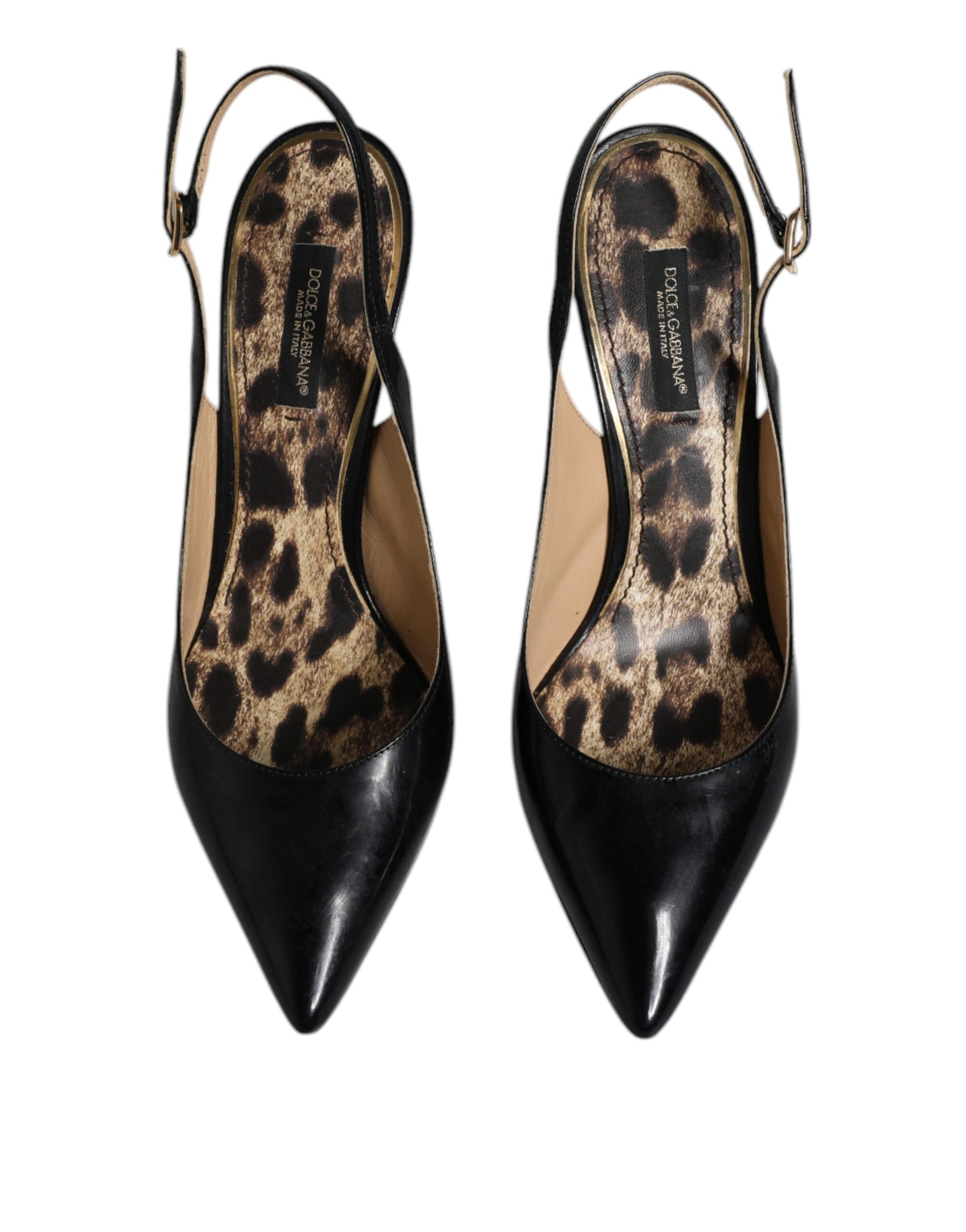 Dolce & Gabbana Black Leather High Heels Slingbacks Shoes | Regal Royce