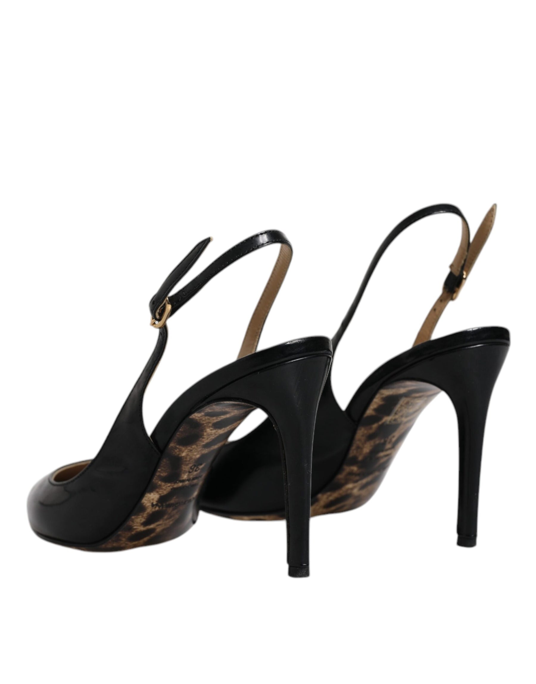 Dolce & Gabbana Black Leather High Heels Slingbacks Shoes | Regal Royce