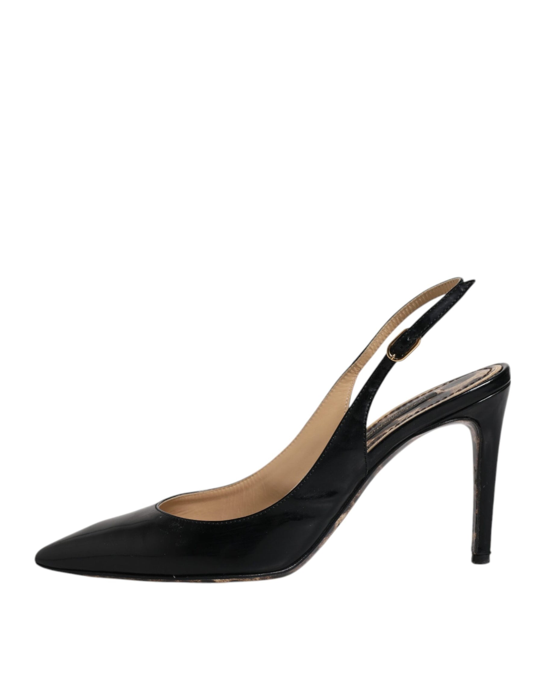 Dolce & Gabbana Black Leather High Heels Slingbacks Shoes | Regal Royce