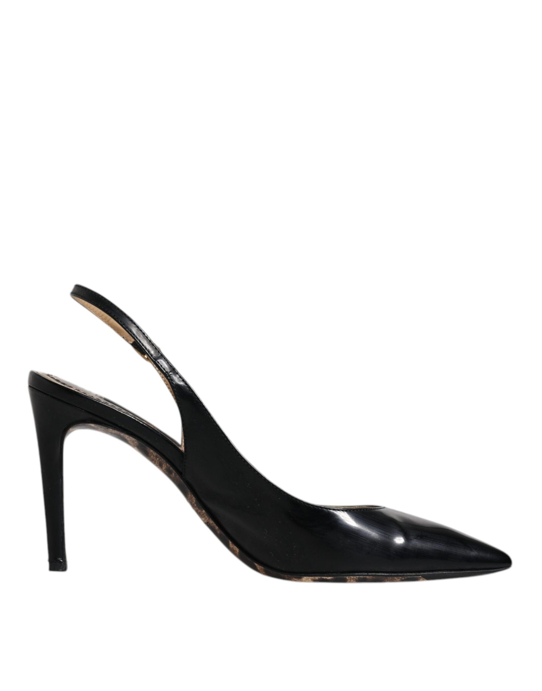 Dolce & Gabbana Black Leather High Heels Slingbacks Shoes | Regal Royce