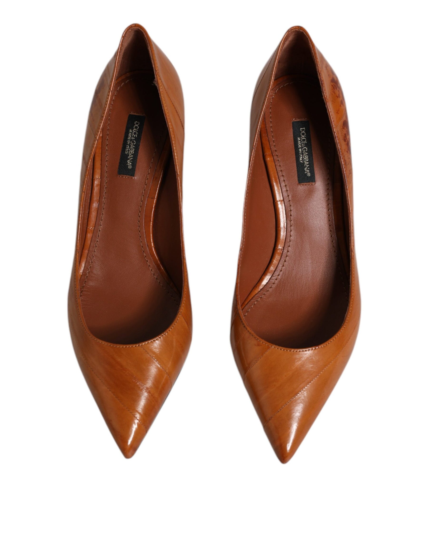 Dolce & Gabbana Brown Leather Kitten Heels Pumps Shoes | Regal Royce