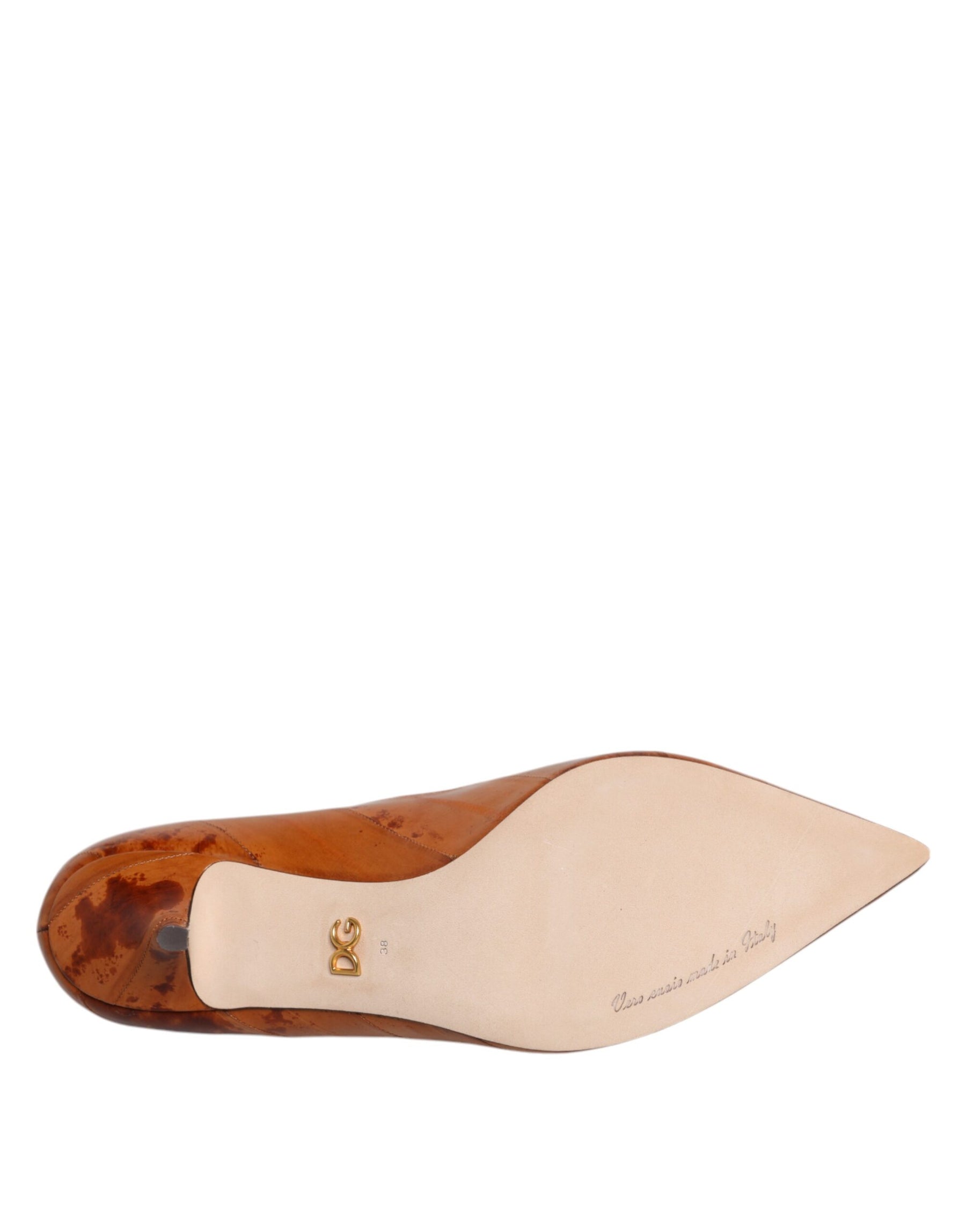 Dolce & Gabbana Brown Leather Kitten Heels Pumps Shoes | Regal Royce