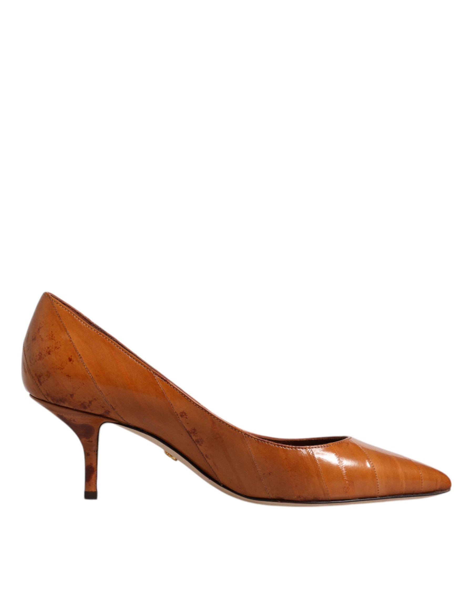 Dolce & Gabbana Brown Leather Kitten Heels Pumps Shoes | Regal Royce
