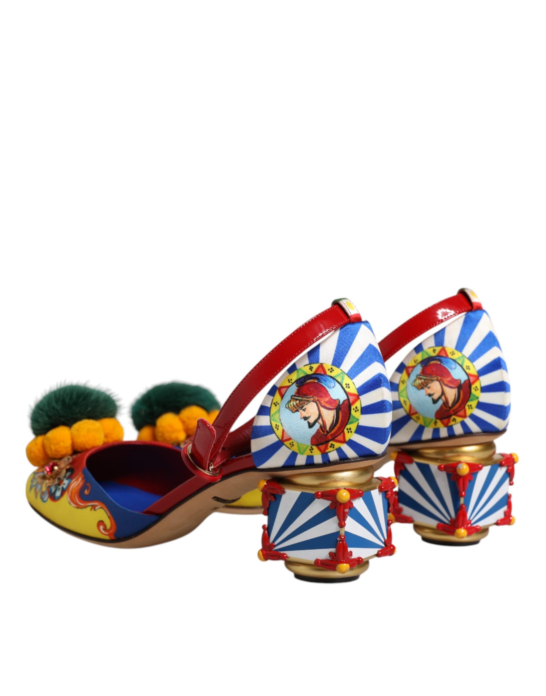 Dolce & Gabbana Multicolor Carretto Crystal Fur Sandals Shoes | Regal Royce