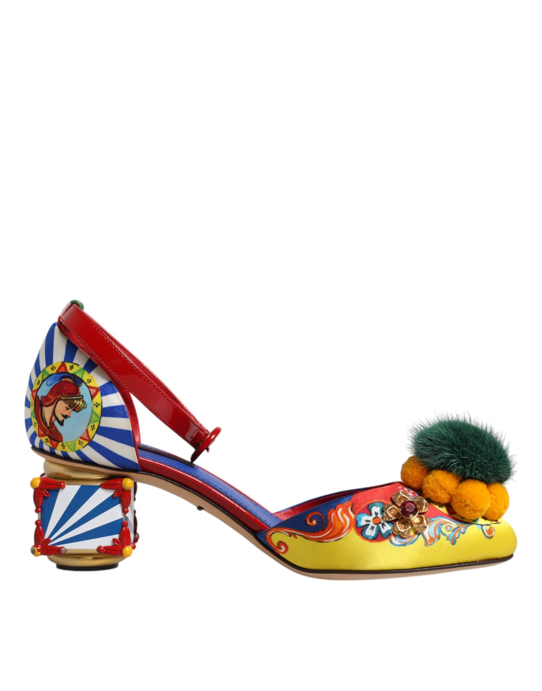 Dolce & Gabbana Multicolor Carretto Crystal Fur Sandals Shoes | Regal Royce