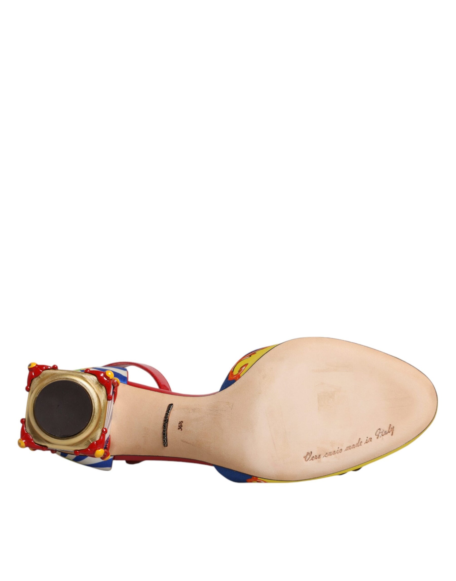 Dolce & Gabbana Multicolor Carretto Crystal Fur Sandals Shoes | Regal Royce