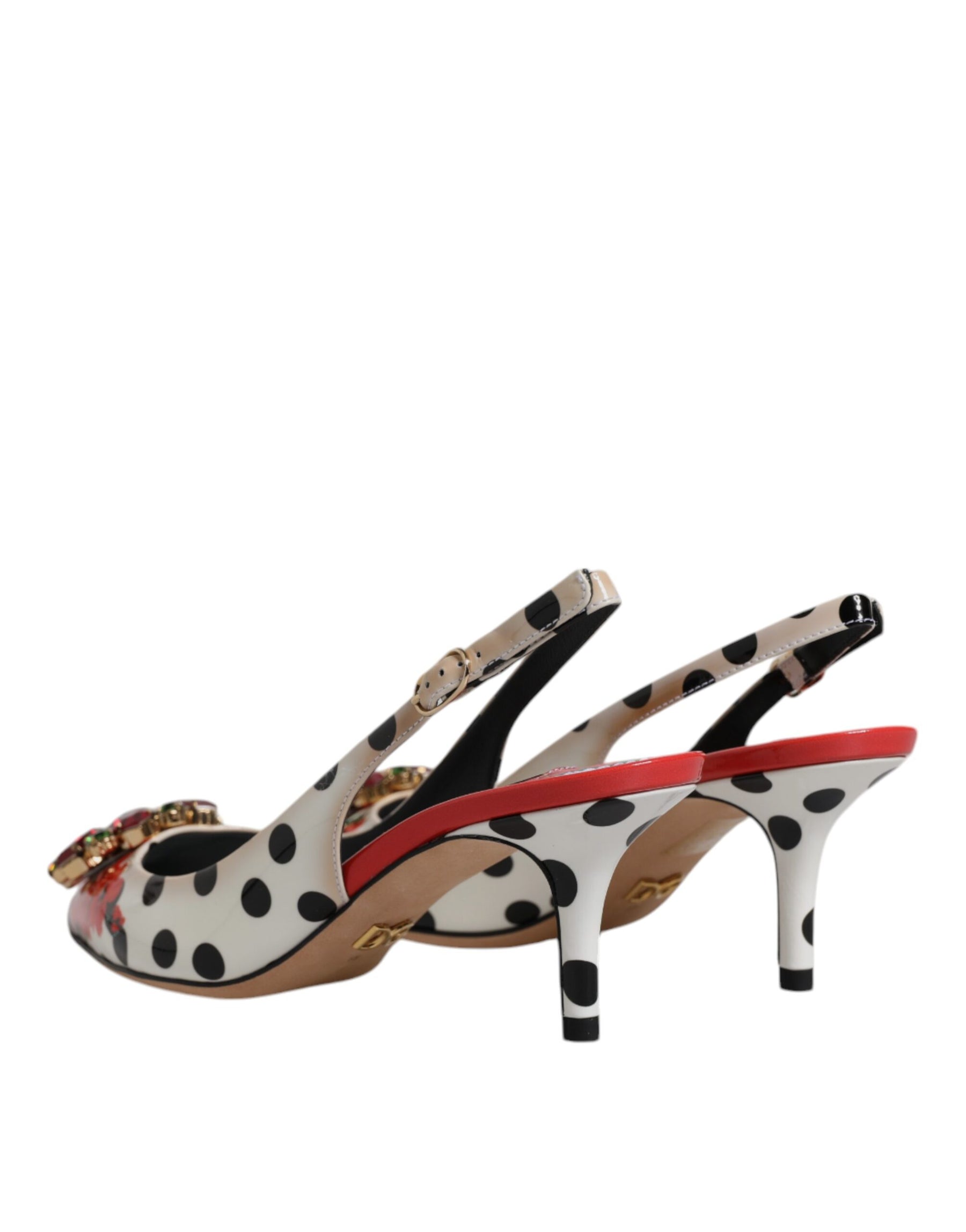 Dolce & Gabbana Multicolor Leather Crystal Heels Slingback Shoes | Regal Royce