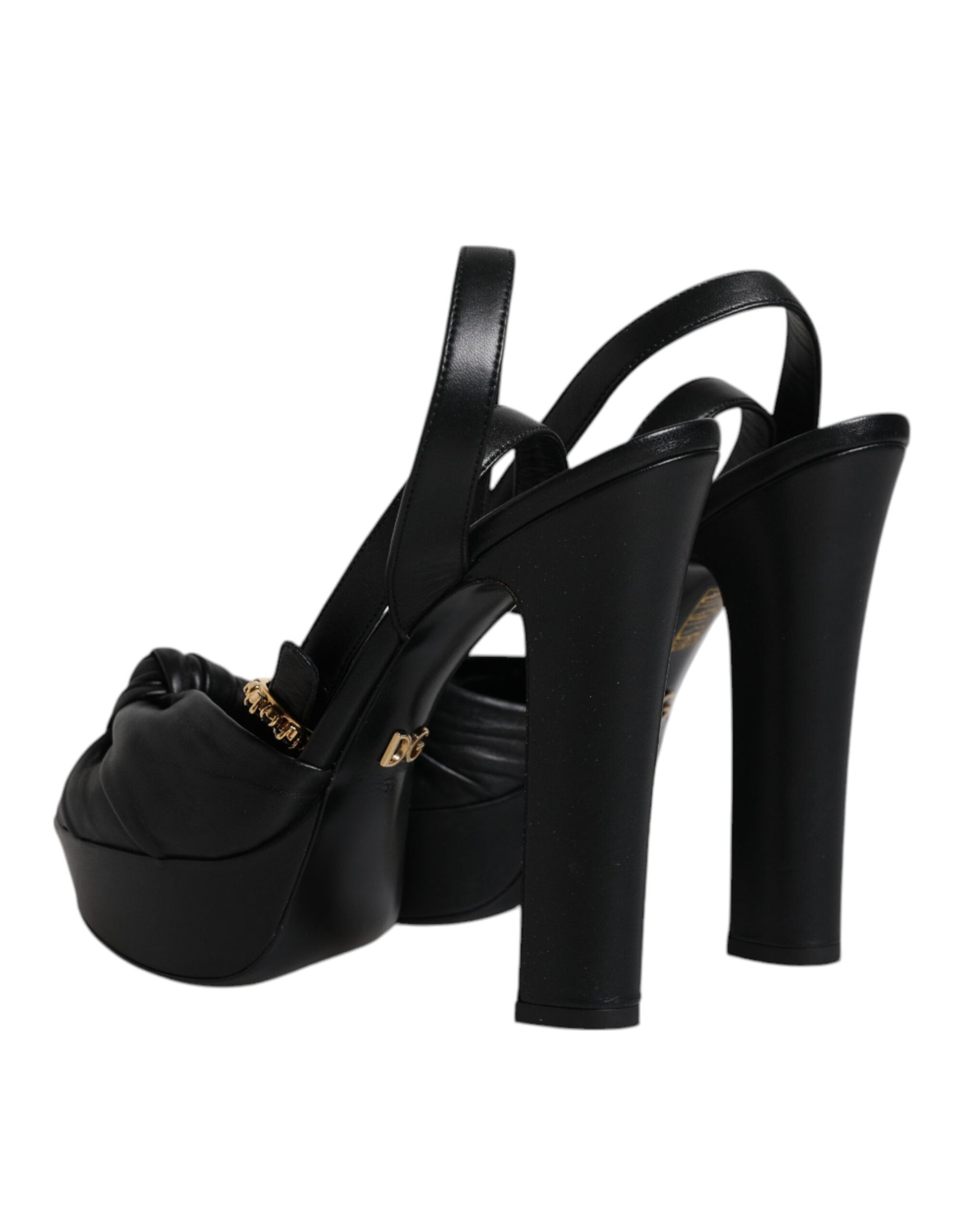 Dolce & Gabbana Black Leather Platform Heels Sandals Shoes | Regal Royce