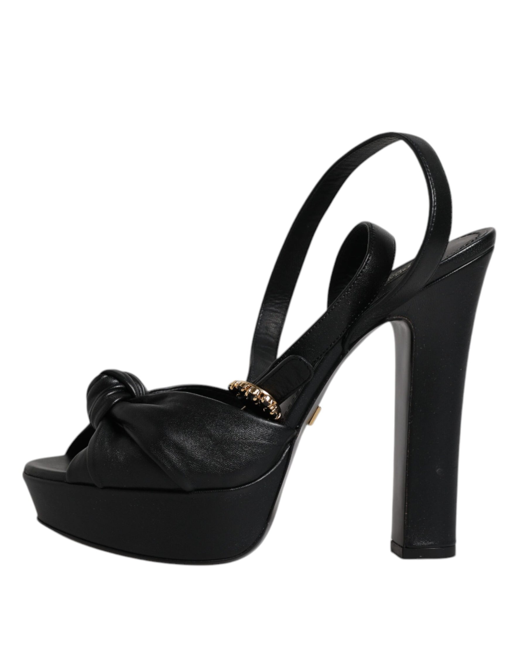 Dolce & Gabbana Black Leather Platform Heels Sandals Shoes | Regal Royce