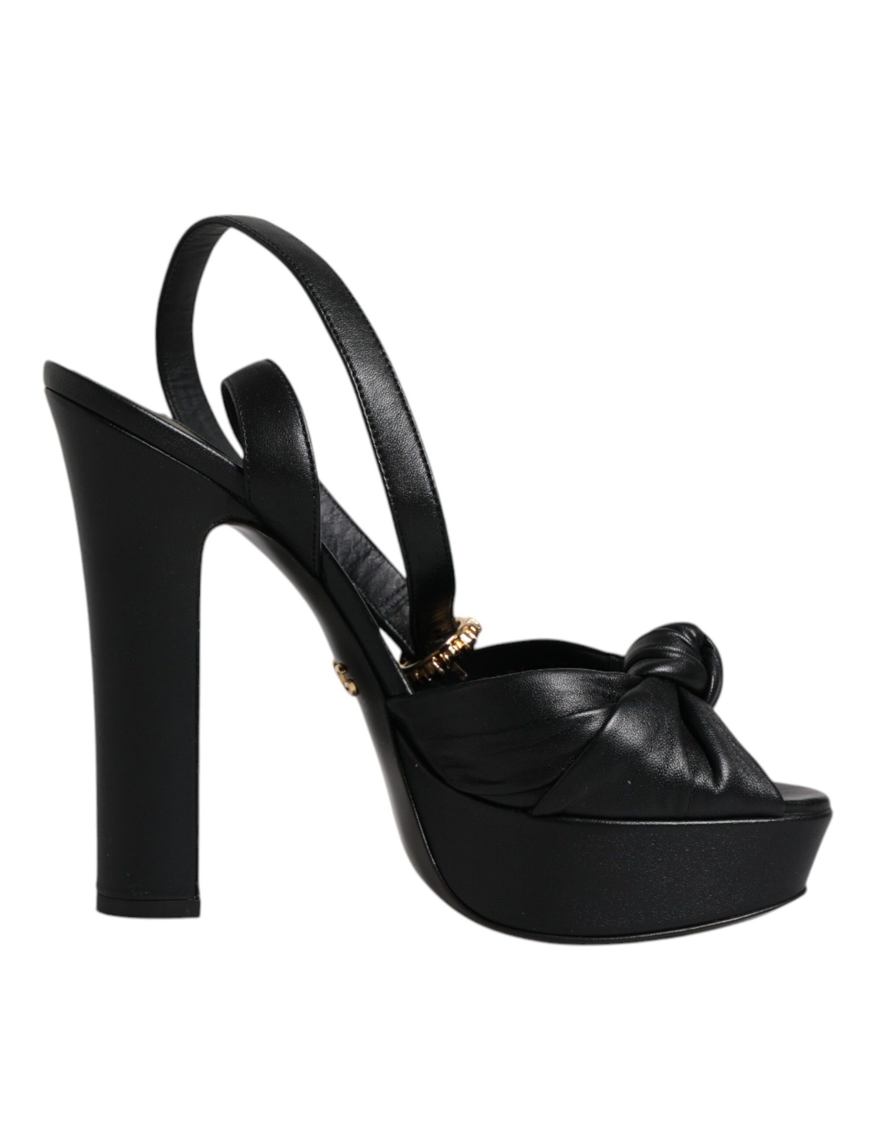 Dolce & Gabbana Black Leather Platform Heels Sandals Shoes | Regal Royce