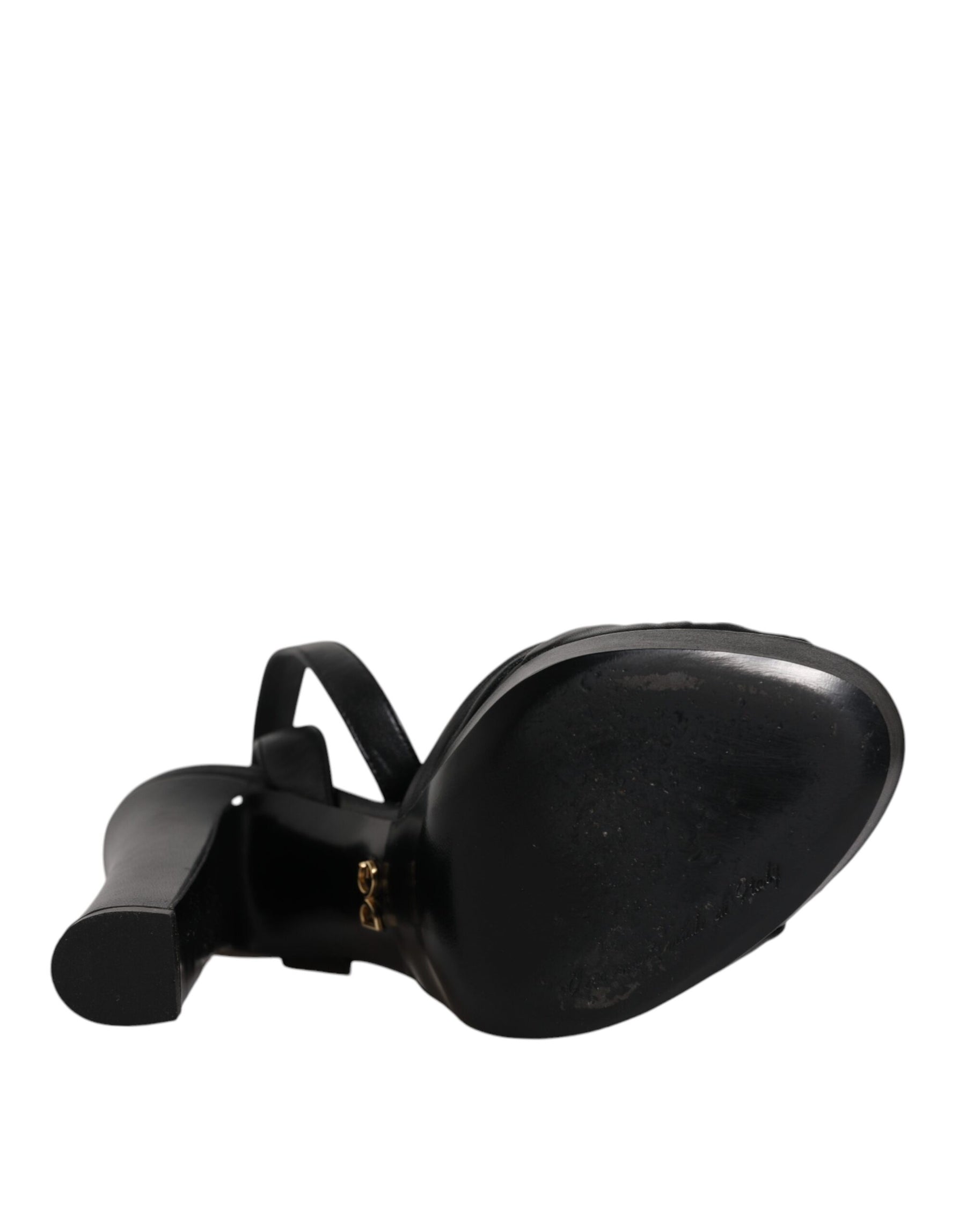 Dolce & Gabbana Black Leather Platform Heels Sandals Shoes | Regal Royce