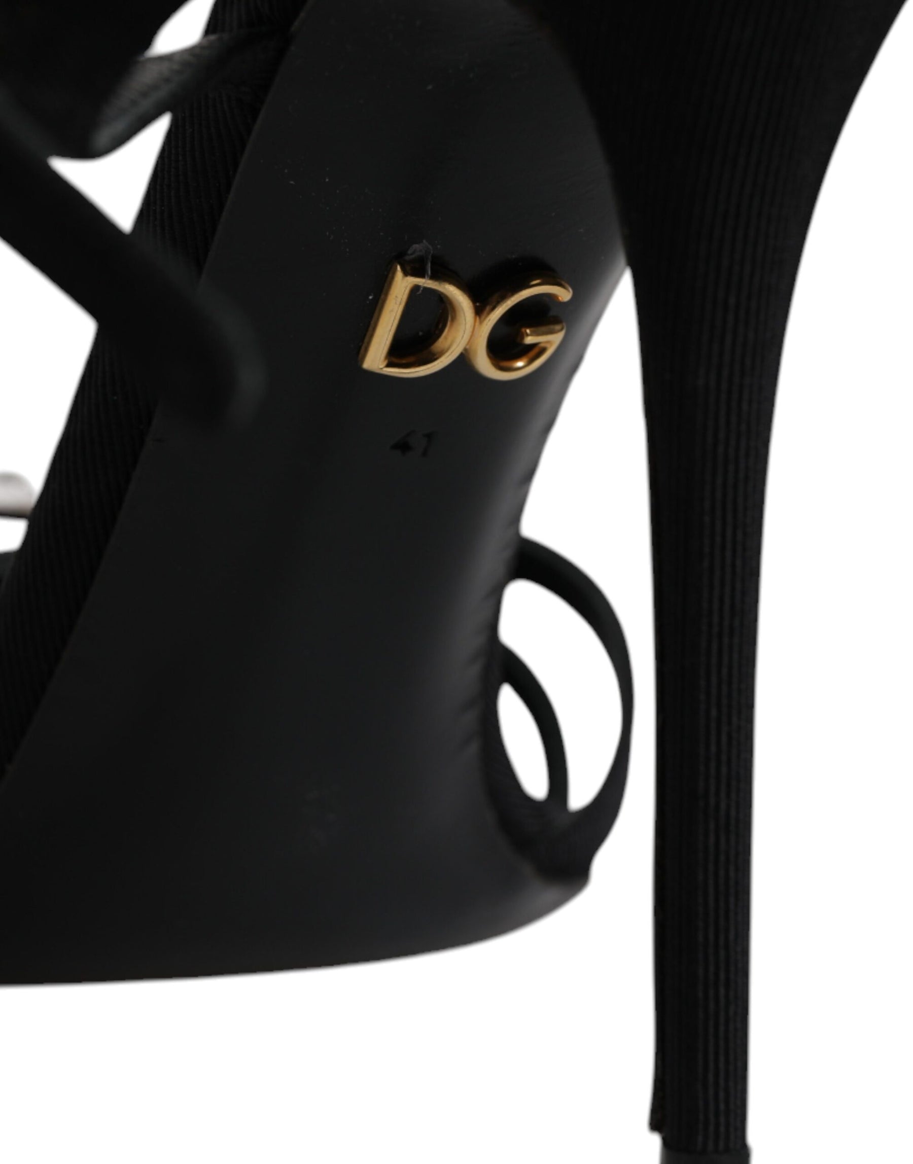 Dolce & Gabbana Black Leather Crystal Heels Sandals Shoes | Regal Royce