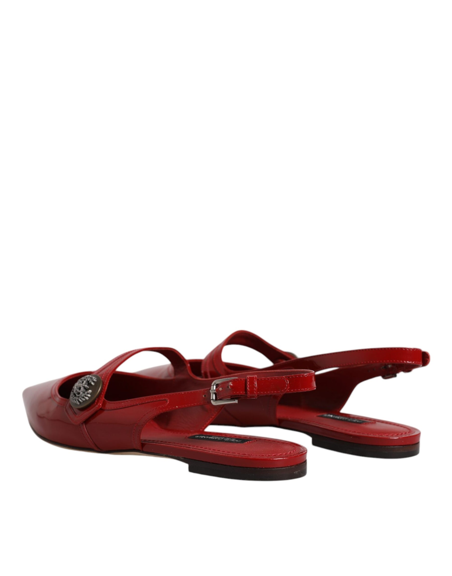 Dolce & Gabbana Red Leather Slingback Flats Sandals Shoes | Regal Royce