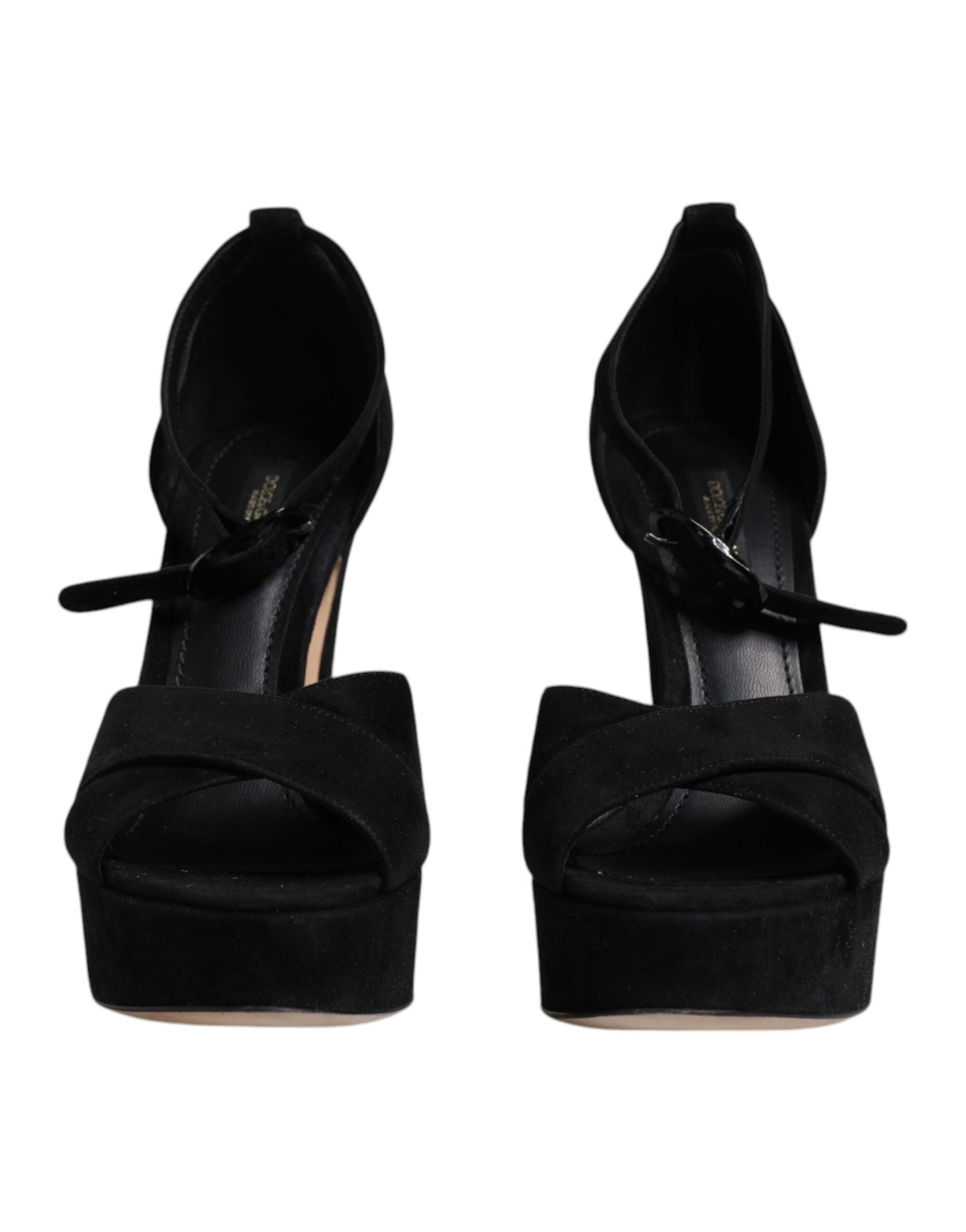 Dolce & Gabbana Black Leather Platform Heels Sandals Shoes | Regal Royce