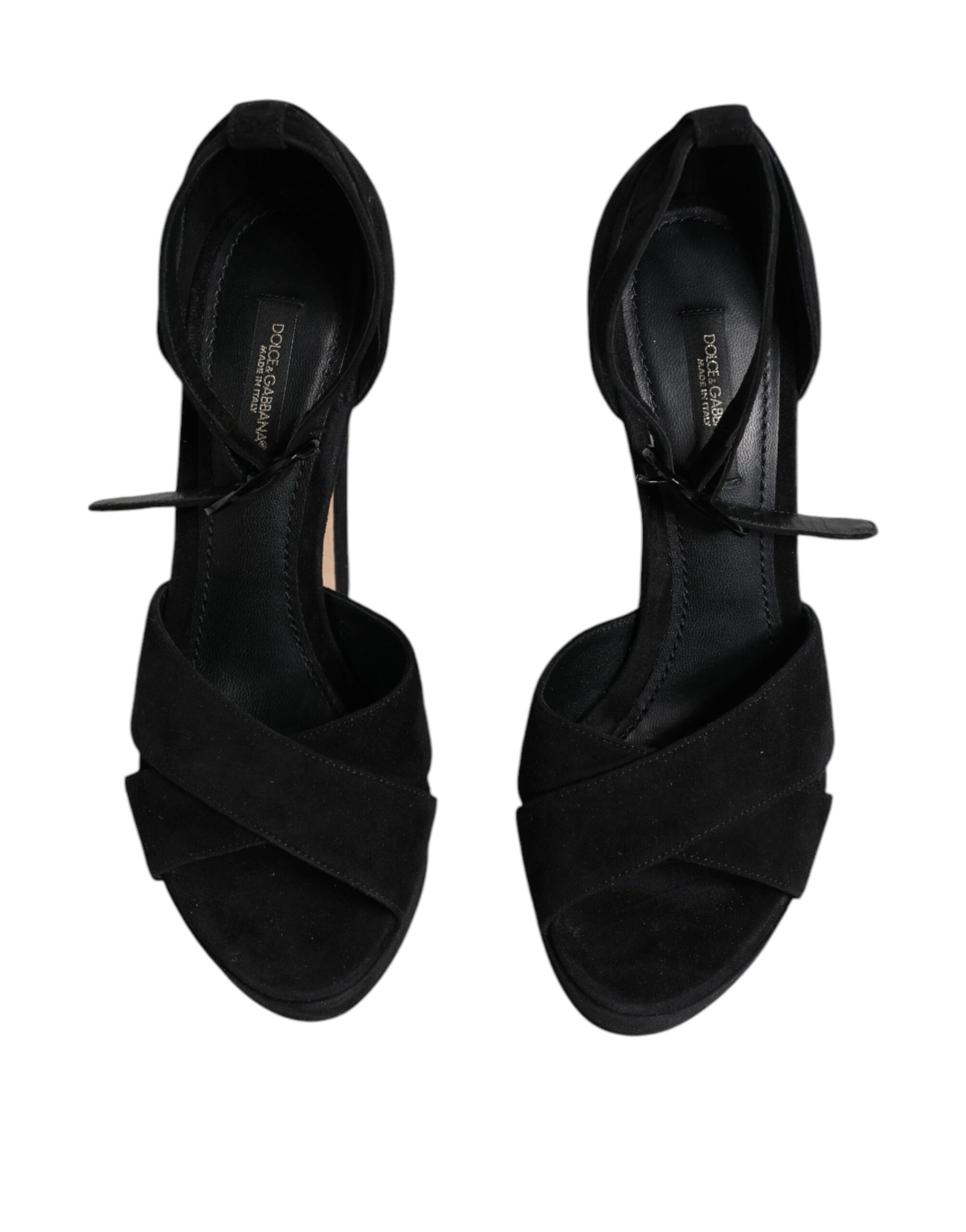 Dolce & Gabbana Black Leather Platform Heels Sandals Shoes | Regal Royce