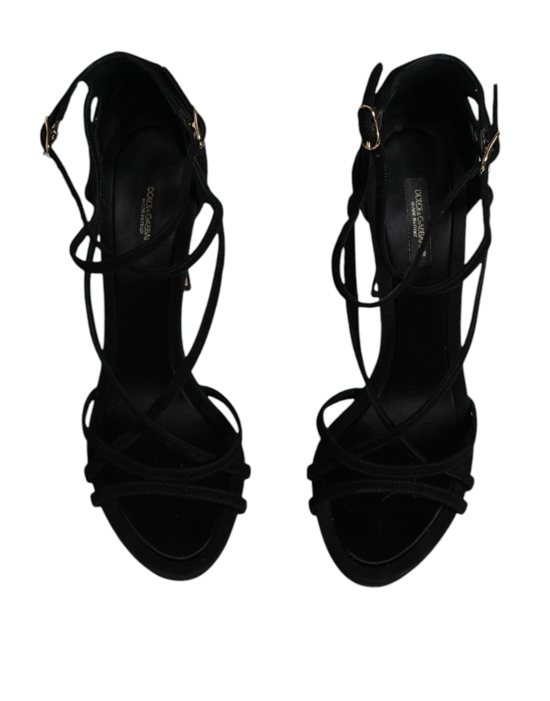 Dolce & Gabbana Black Suede Ankle Strap Heels Sandals Shoes | Regal Royce