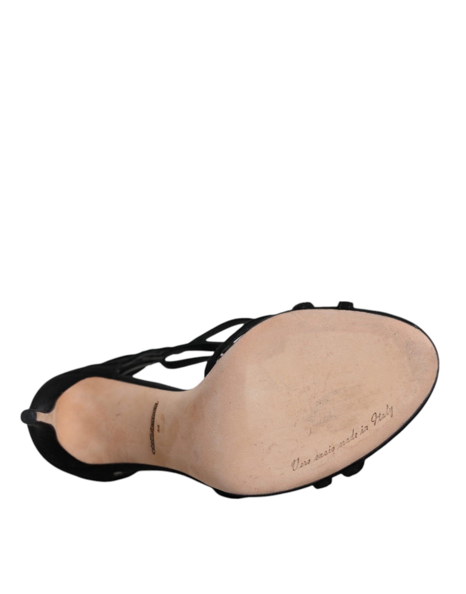 Dolce & Gabbana Black Suede Ankle Strap Heels Sandals Shoes | Regal Royce