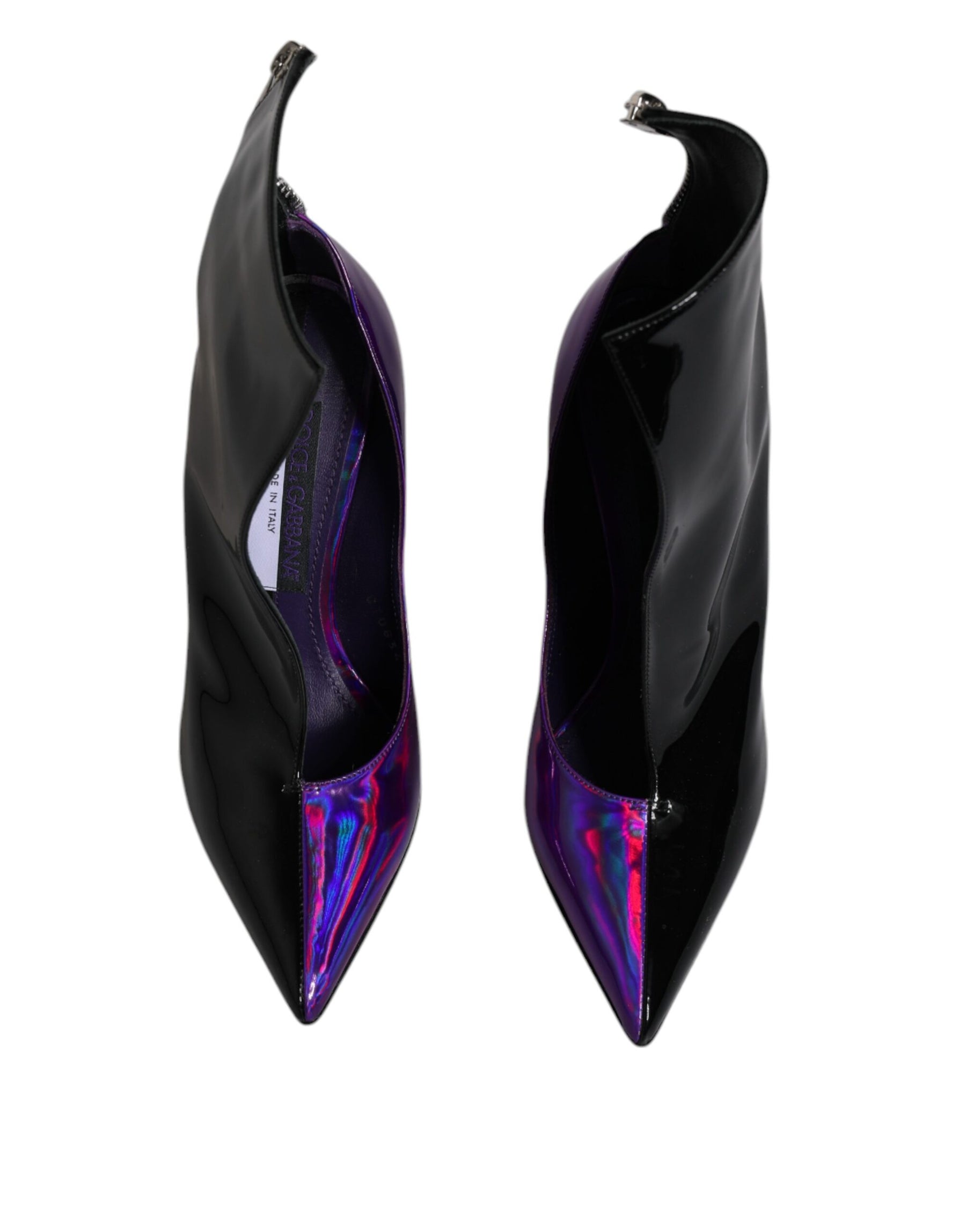 Dolce & Gabbana Purple Black Pointed Ankle Boots Shoes | Regal Royce