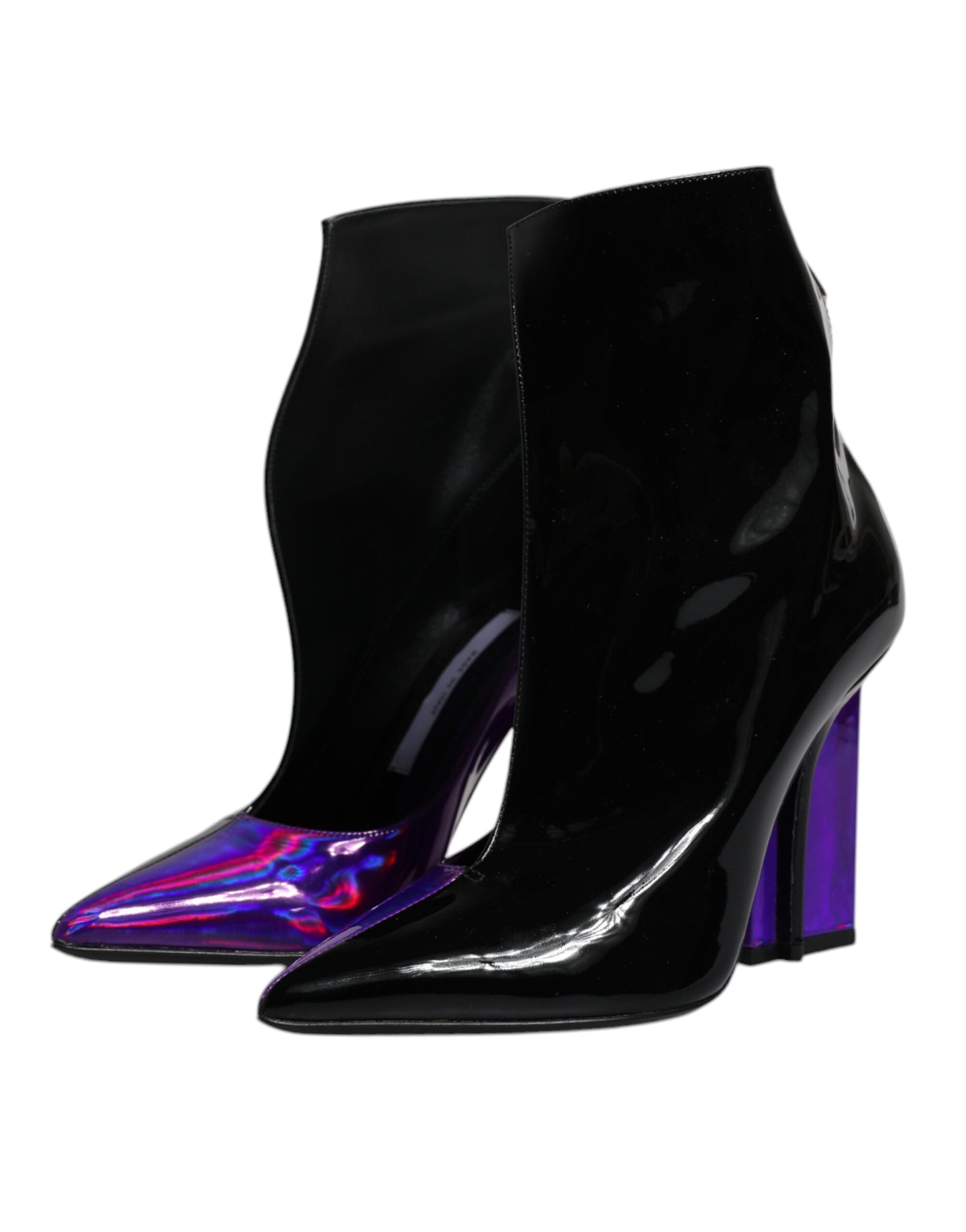 Dolce & Gabbana Purple Black Pointed Ankle Boots Shoes | Regal Royce