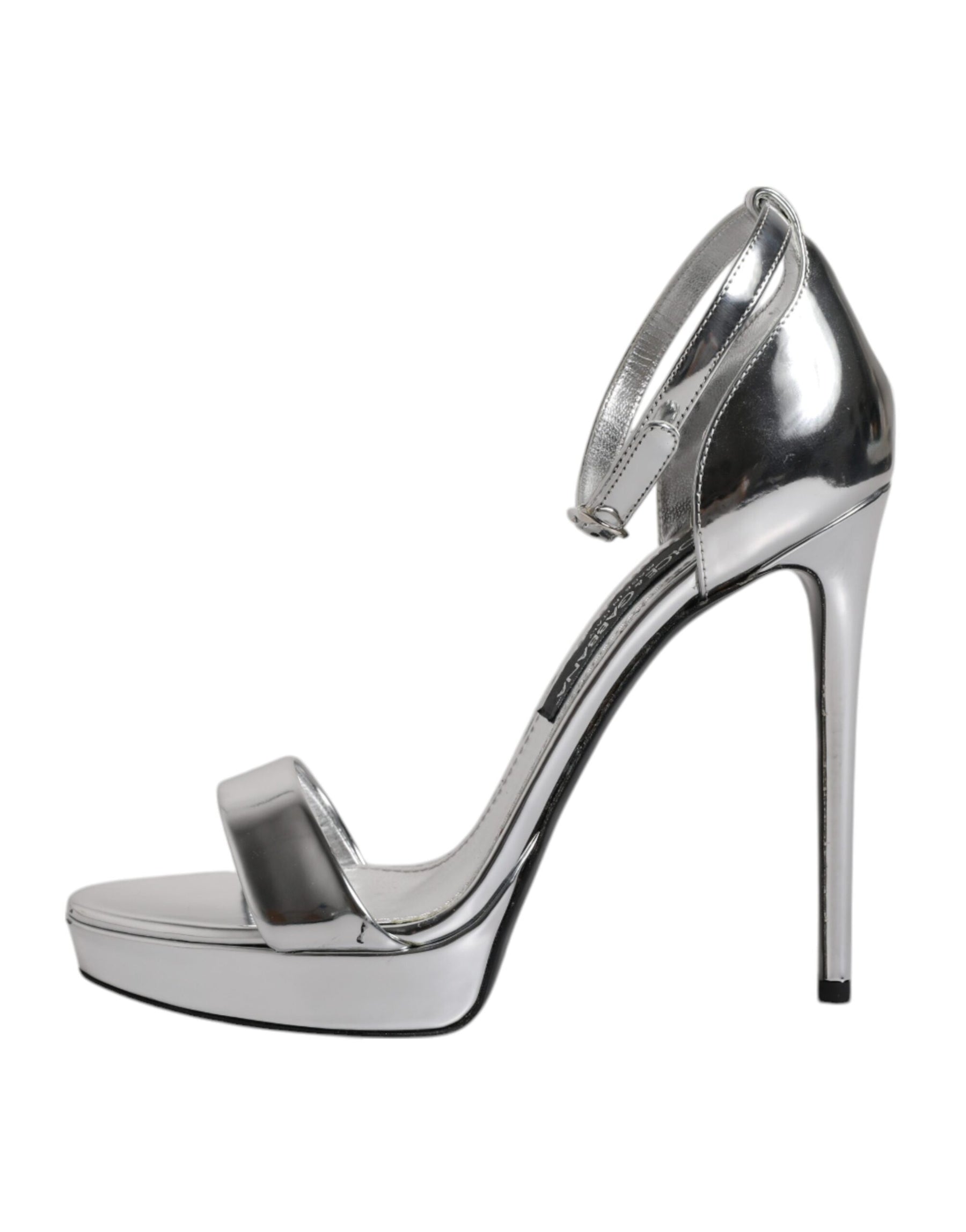 Dolce & Gabbana Silver KEIRA Heels Ankle Strap Sandals Shoes | Regal Royce