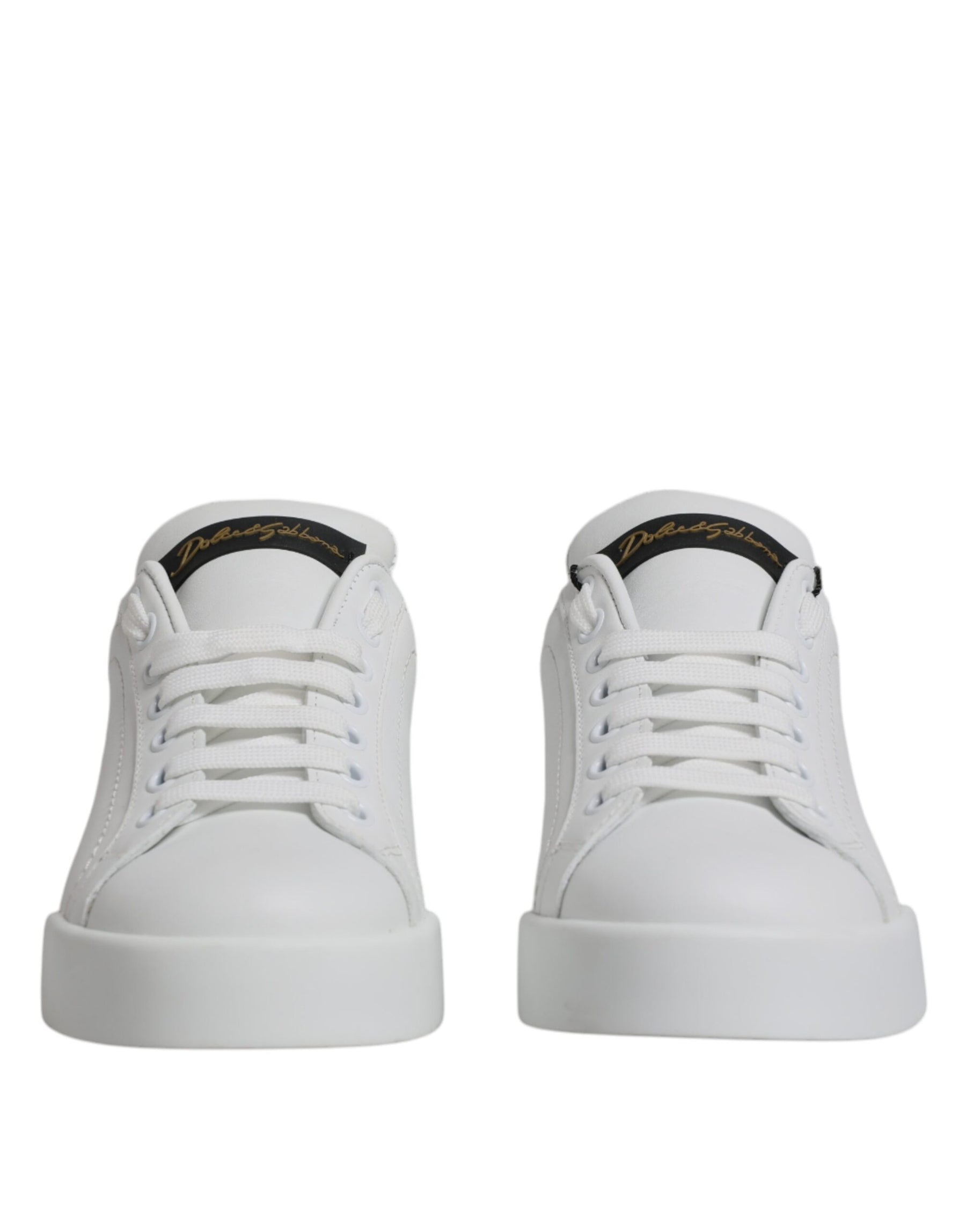 Dolce & Gabbana White Leather Classic Low Top Sneakers Shoes | Regal Royce