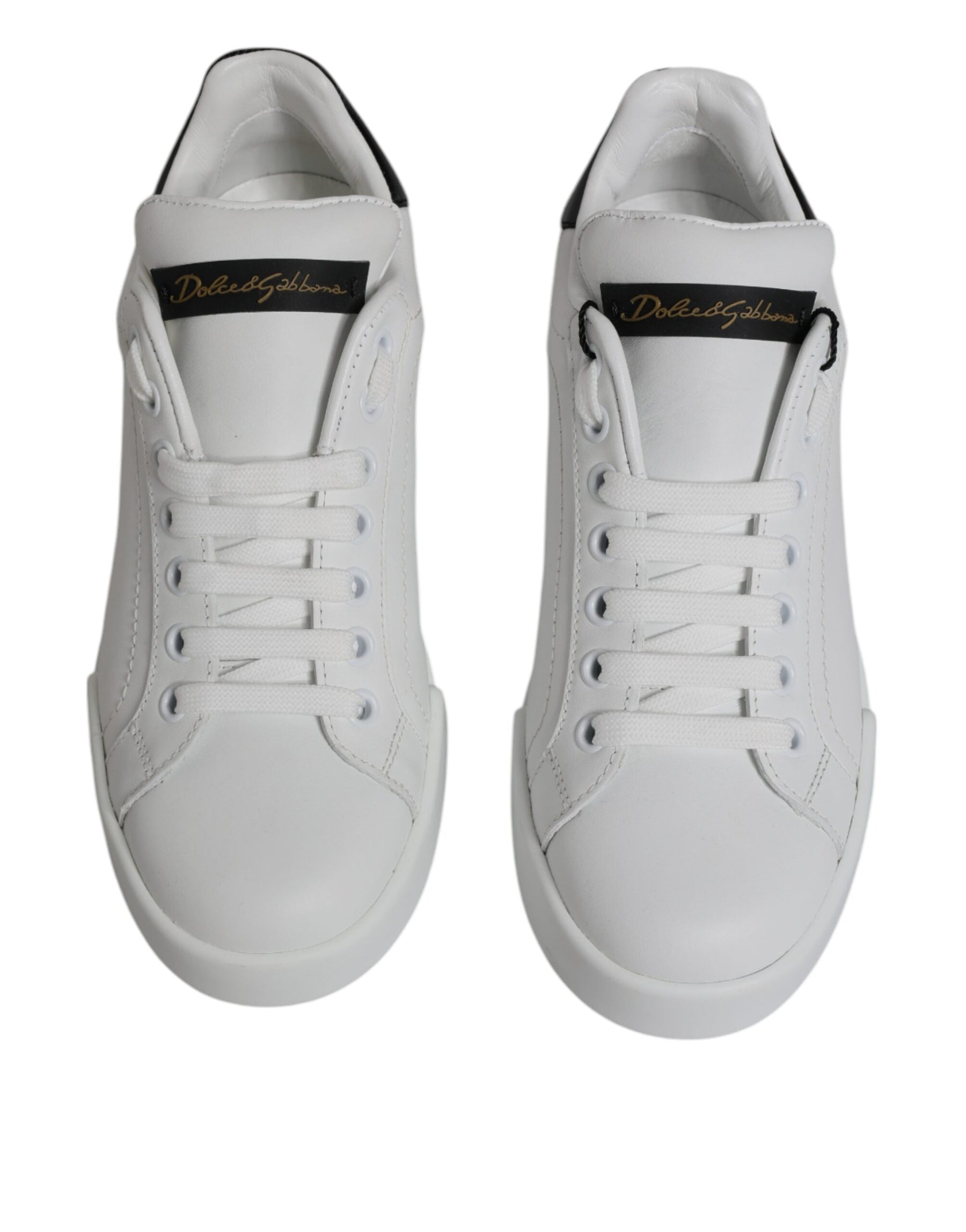 Dolce & Gabbana White Leather Classic Low Top Sneakers Shoes | Regal Royce