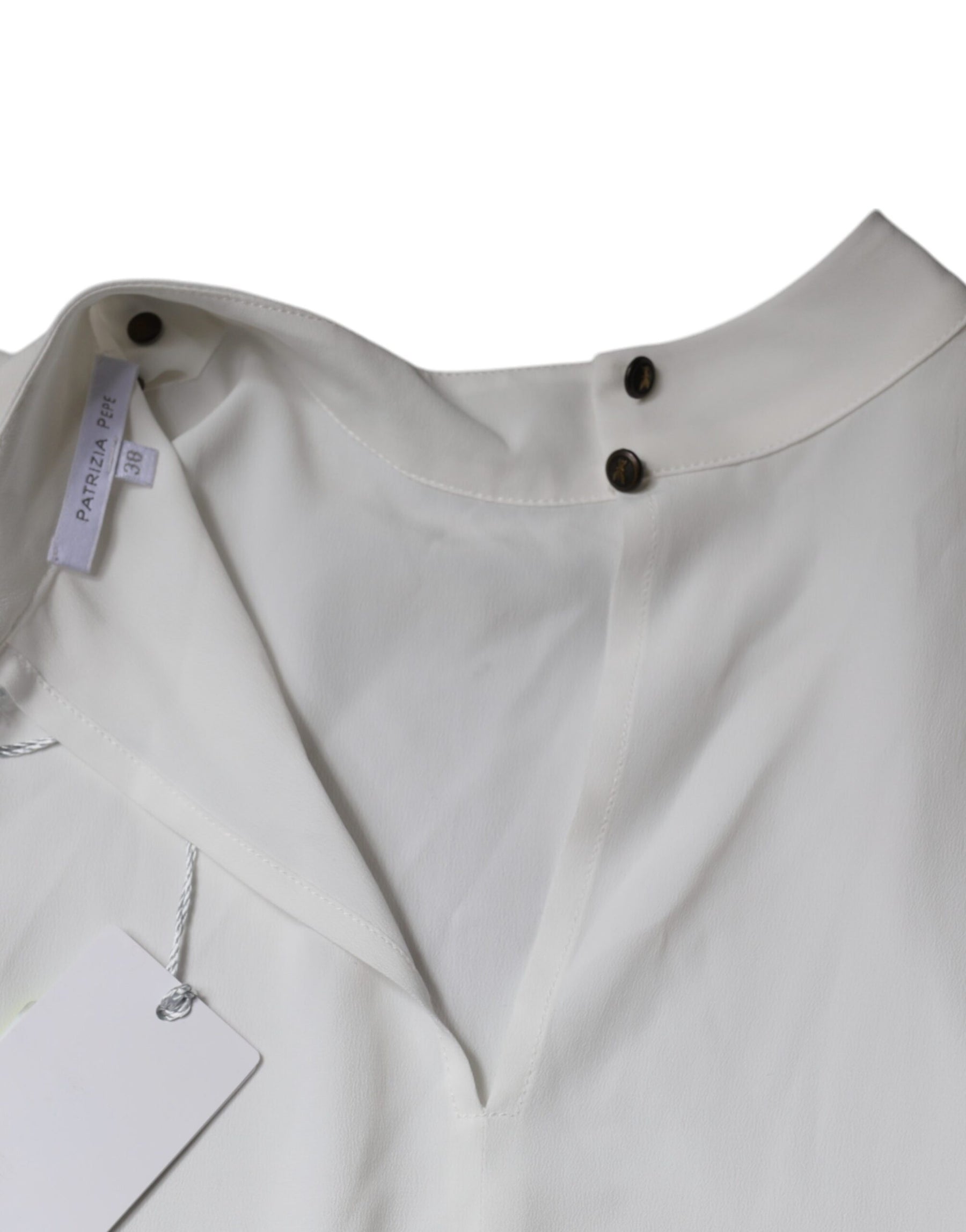 Patrizia Pepe White Mock Neckline Sleeveless Tank Blouse Top | Regal Royce