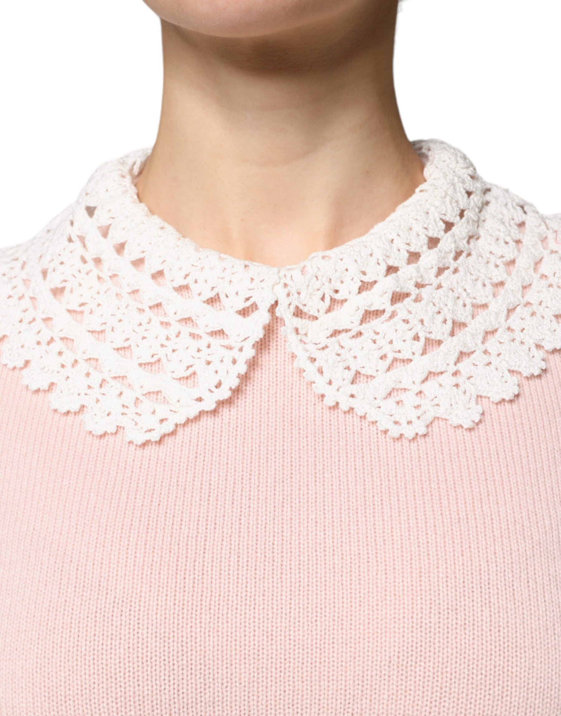 Dolce & Gabbana Pink Cashmere Collar Knitted Long Sleeves Top | Regal Royce