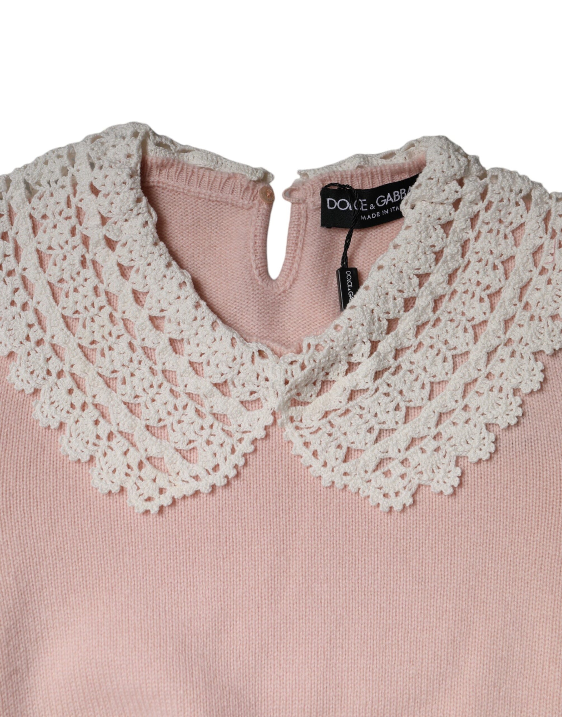 Dolce & Gabbana Pink Cashmere Collar Knitted Long Sleeves Top | Regal Royce