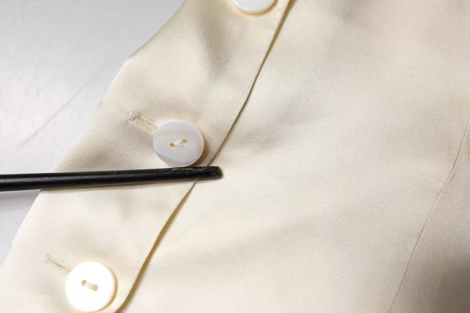 L'Autre Chose Off White Silk Sleeveless Buttoned Halter Top | Regal Royce