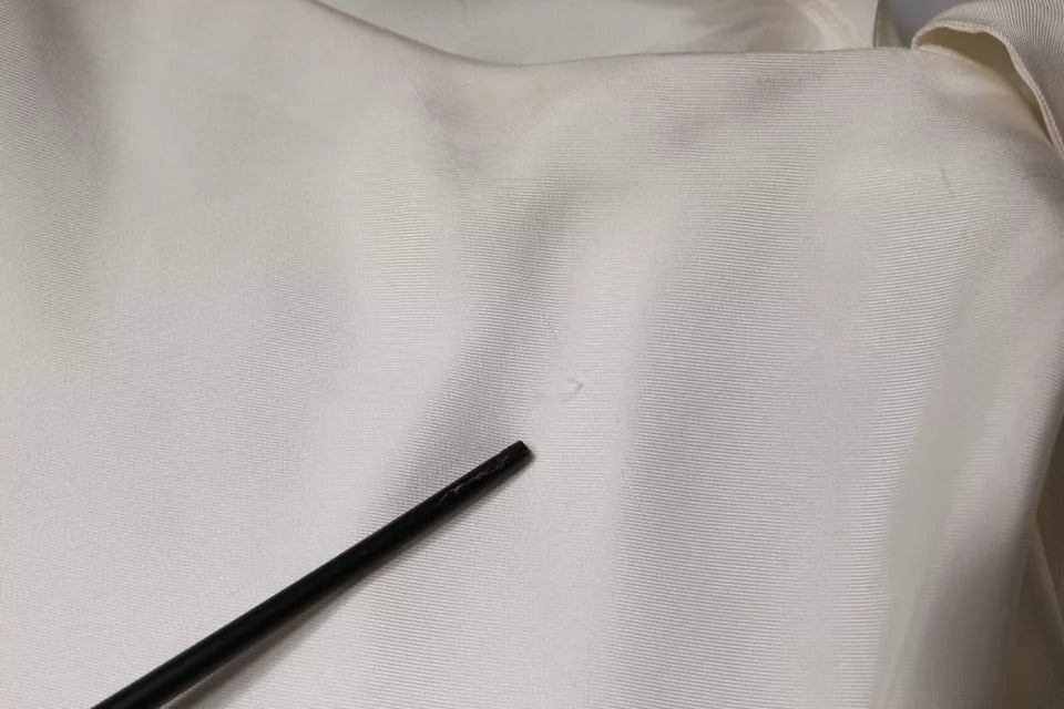 Brunello Cucinelli Beige Silk Ascot Collared Long Sleeves Top | Regal Royce