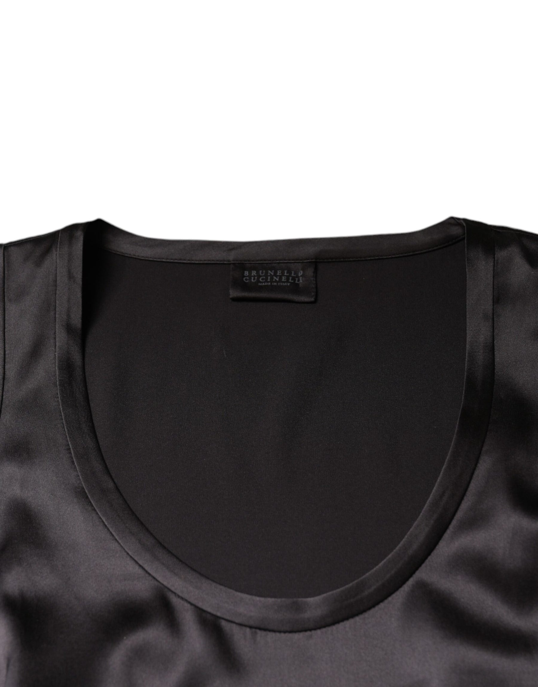 Brunello Cucinelli Black Silk Blend Sleeveless Tank Top | Regal Royce
